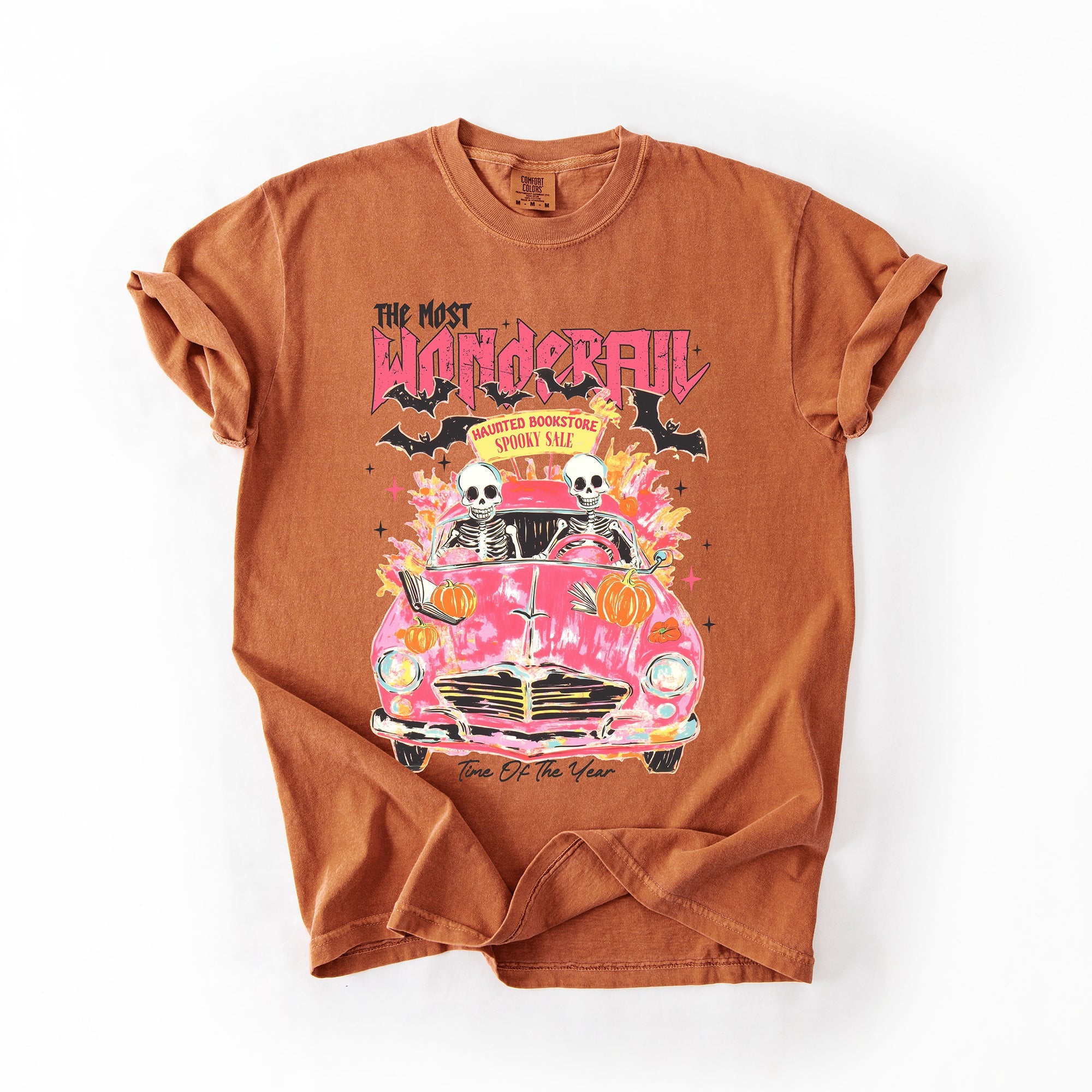 The Most Wonderful Time Of The Year Reading Skeletons Halloween Comfort Colors Tee
