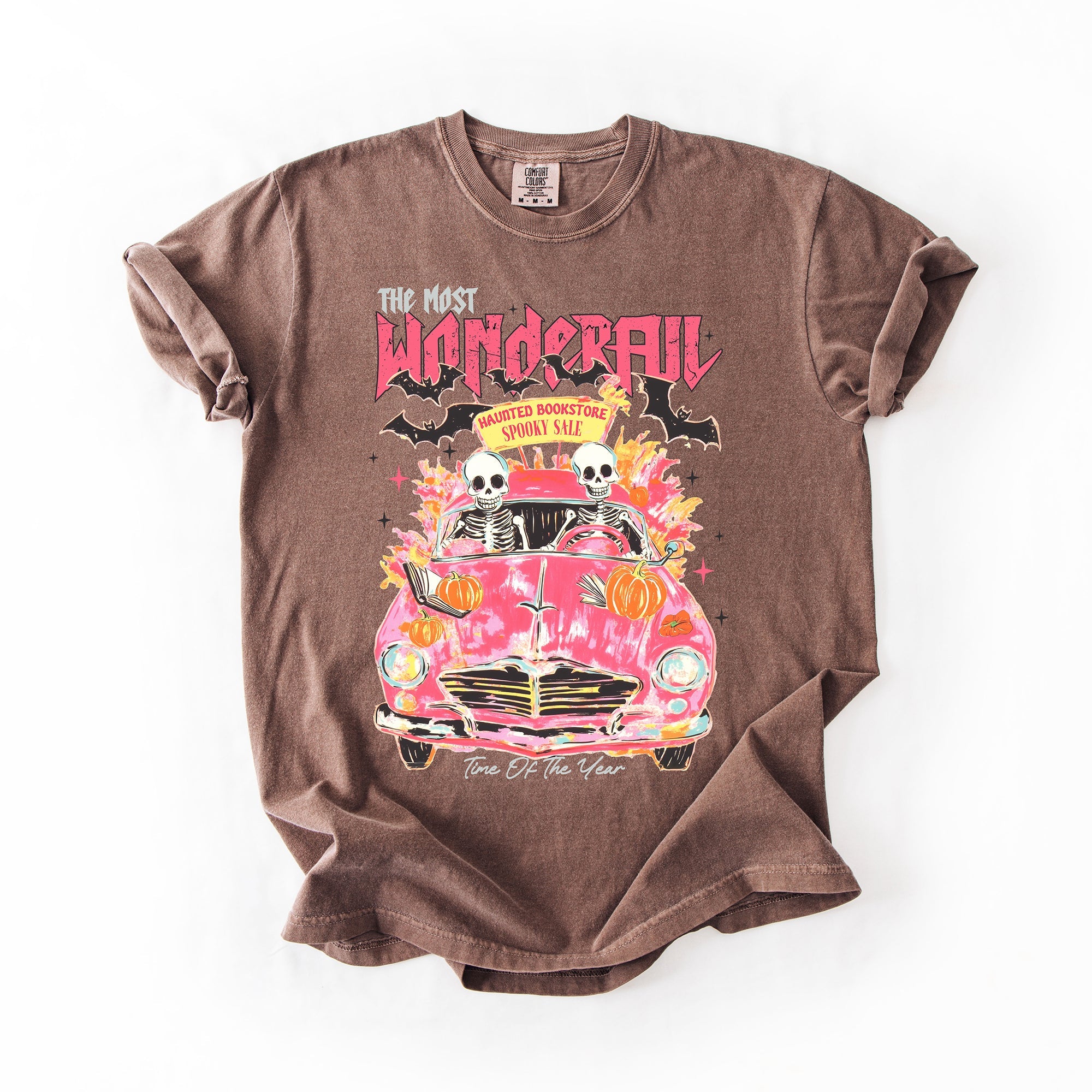 The Most Wonderful Time Of The Year Reading Skeletons Halloween Comfort Colors Tee