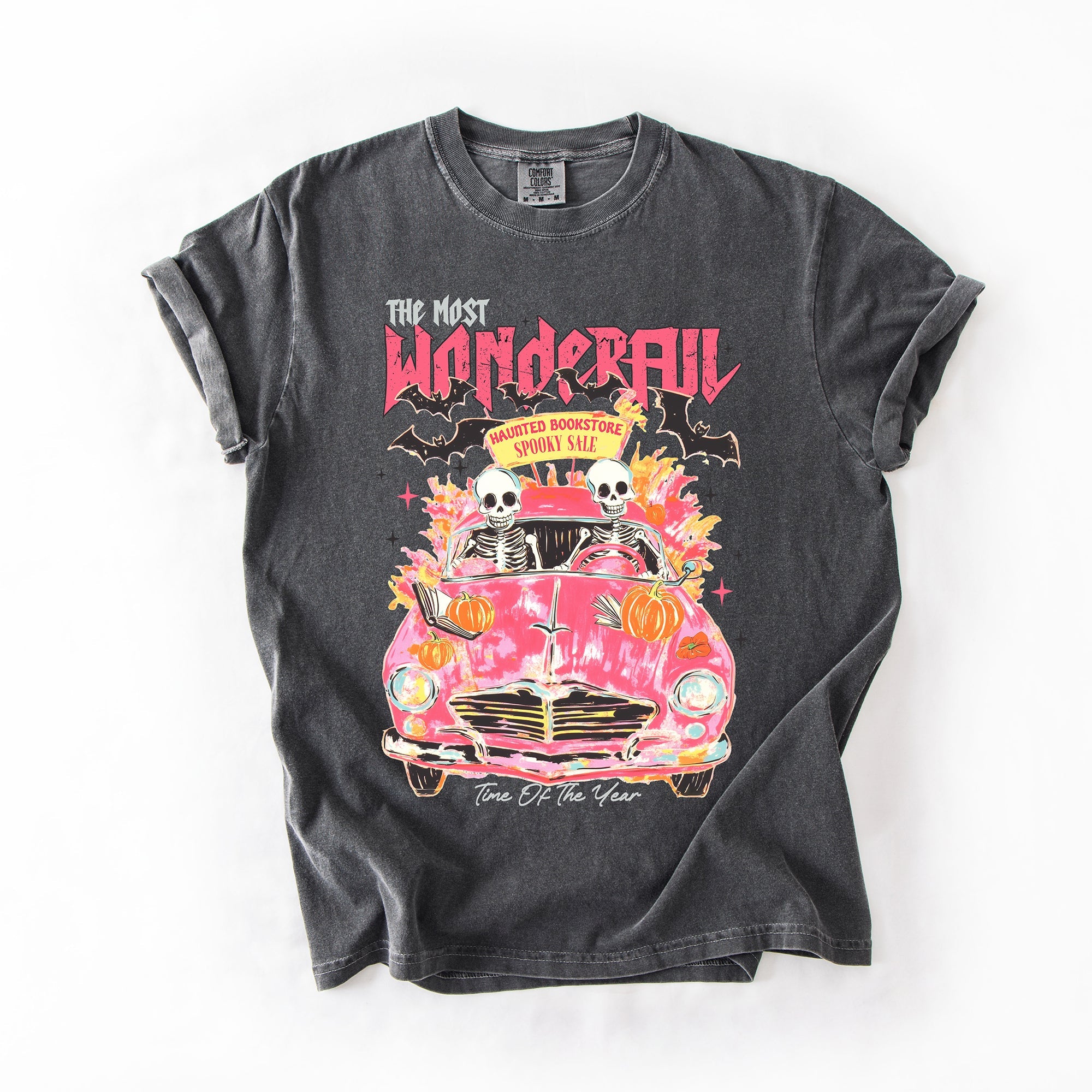 The Most Wonderful Time Of The Year Reading Skeletons Halloween Comfort Colors Tee