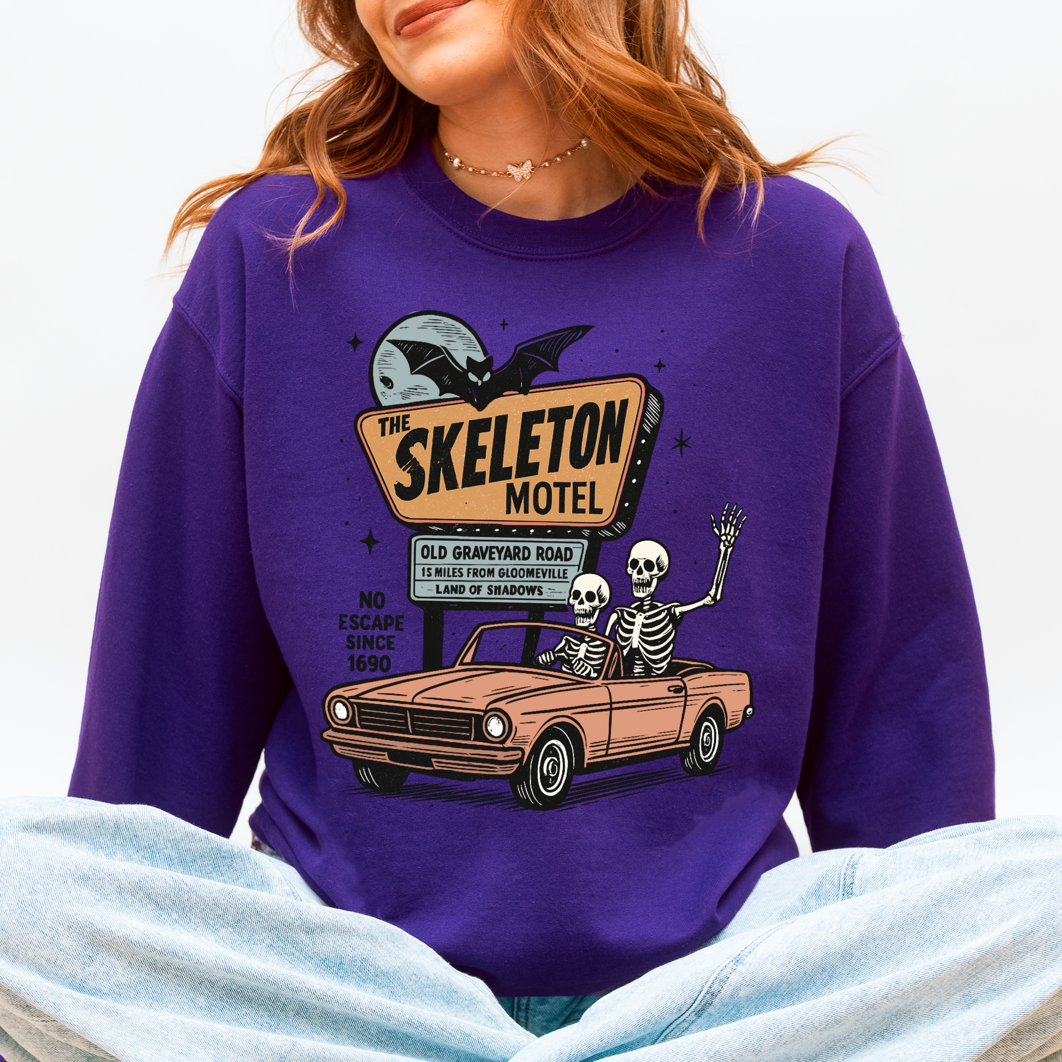The Skeleton Motel Spooky Halloween Sweatshirt