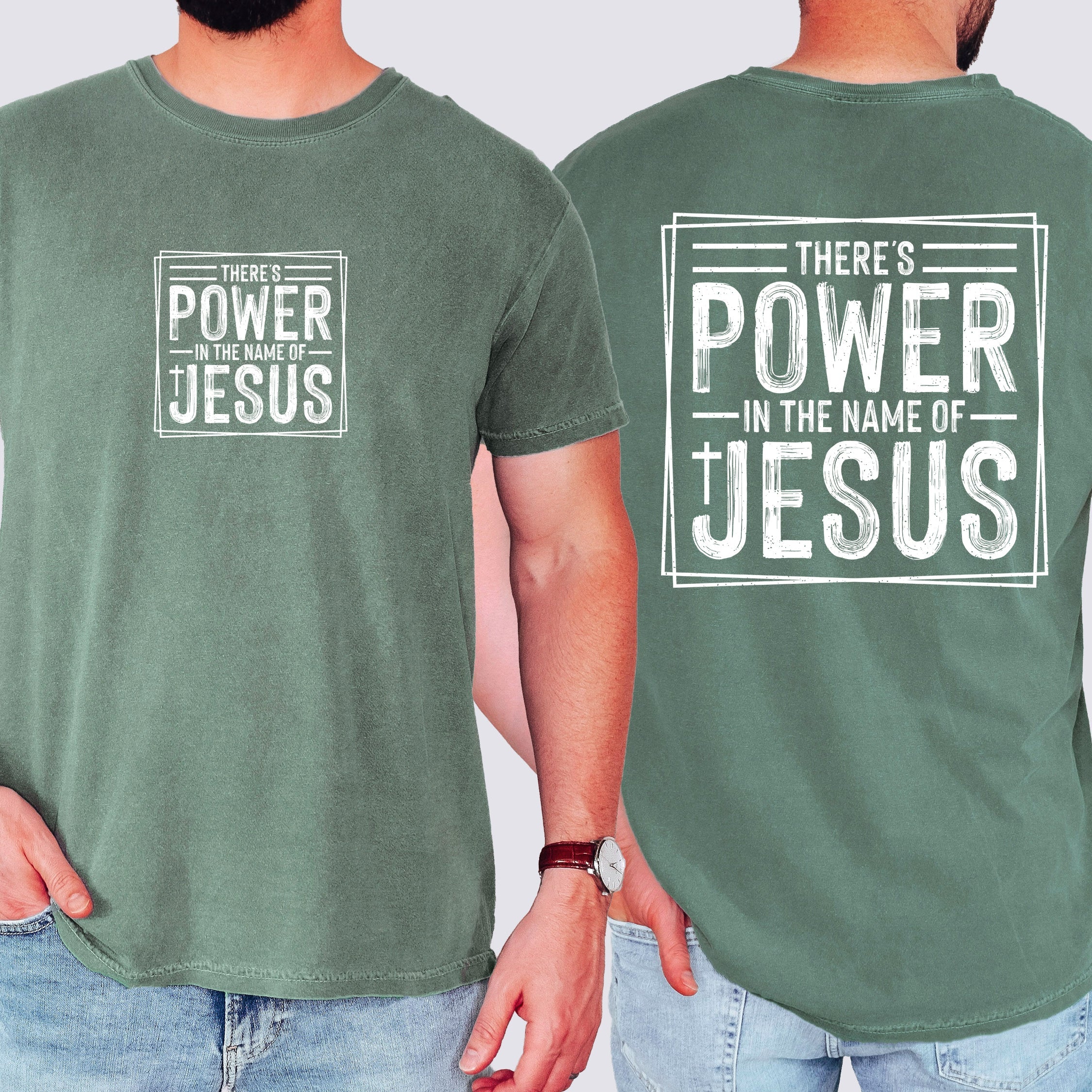 There's Power In The Name Of Jesus Faith Gospel Prayer Scripture Comfort Colors Tee