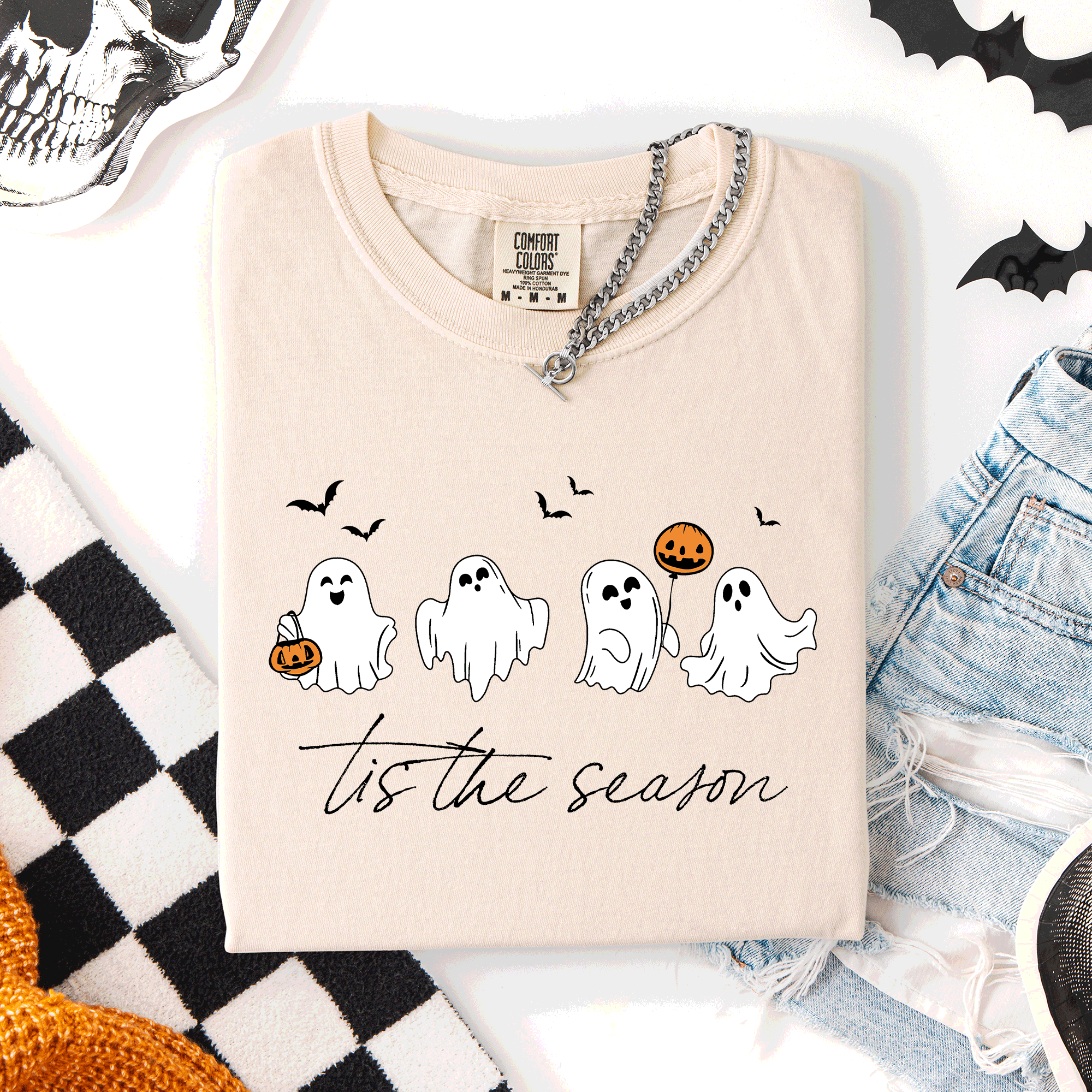Tis The Season, Cute Ghosts Halloween Comfort Colors Tee