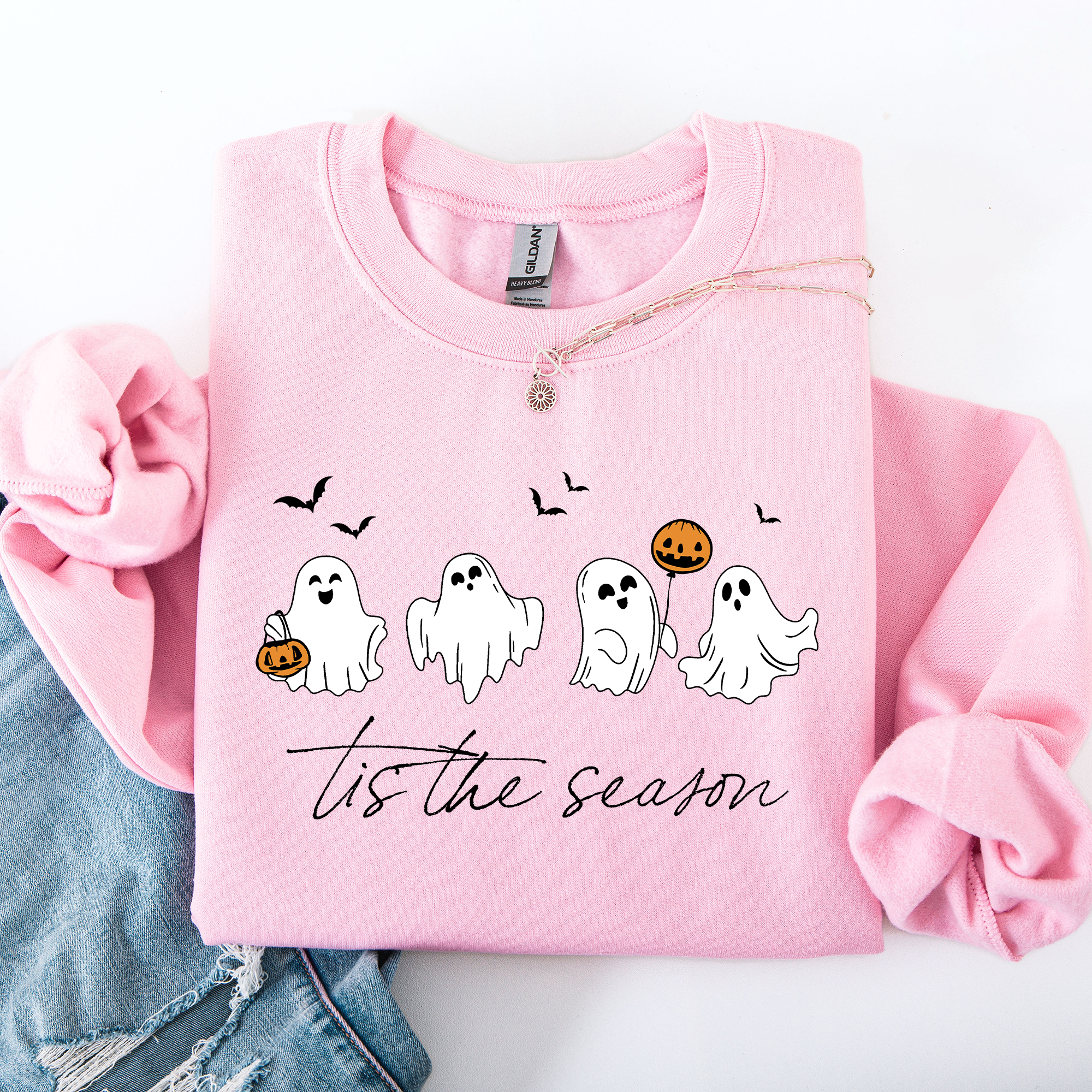 Tis The Season, Cute Ghosts Halloween Night Parade Of Friendly Phantoms In Cozy Autumn Glow Sweatshirt
