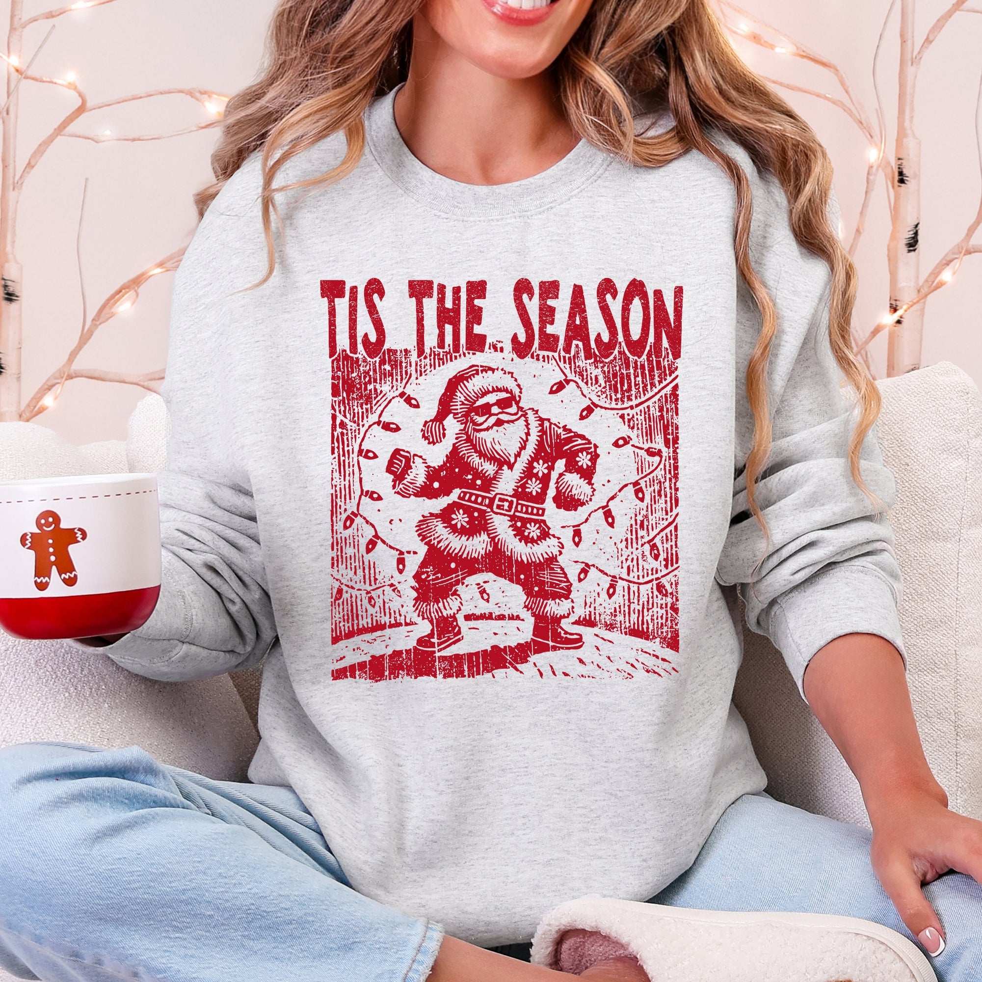 Tis The Season Dancing Santa Geese Christmas Parade Vintage Holiday Party Retro Sweatshirt