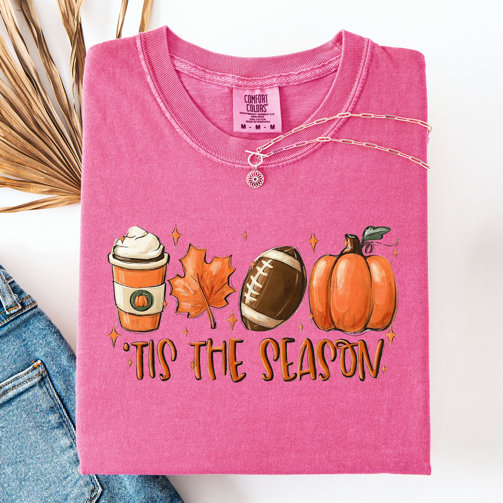 Tis The Season Football Game Day Pumpkin Coffee Autumn Fall Edition Comfort Colors Tee