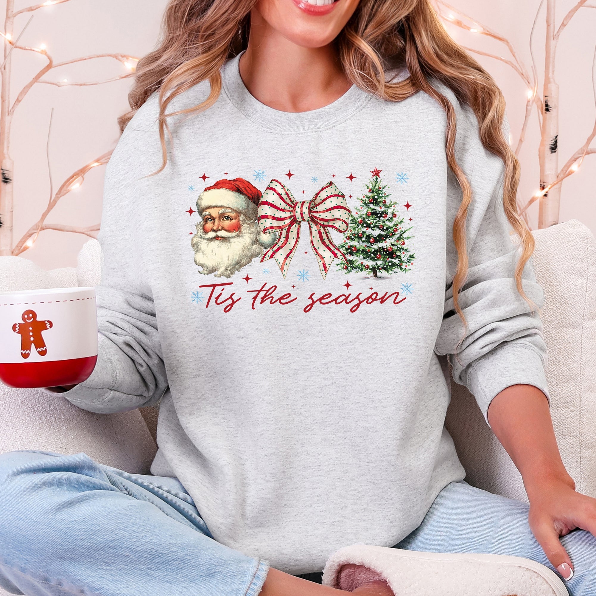 Tis The Season, Santa, Christmas Tree Graphic Sweatshirt