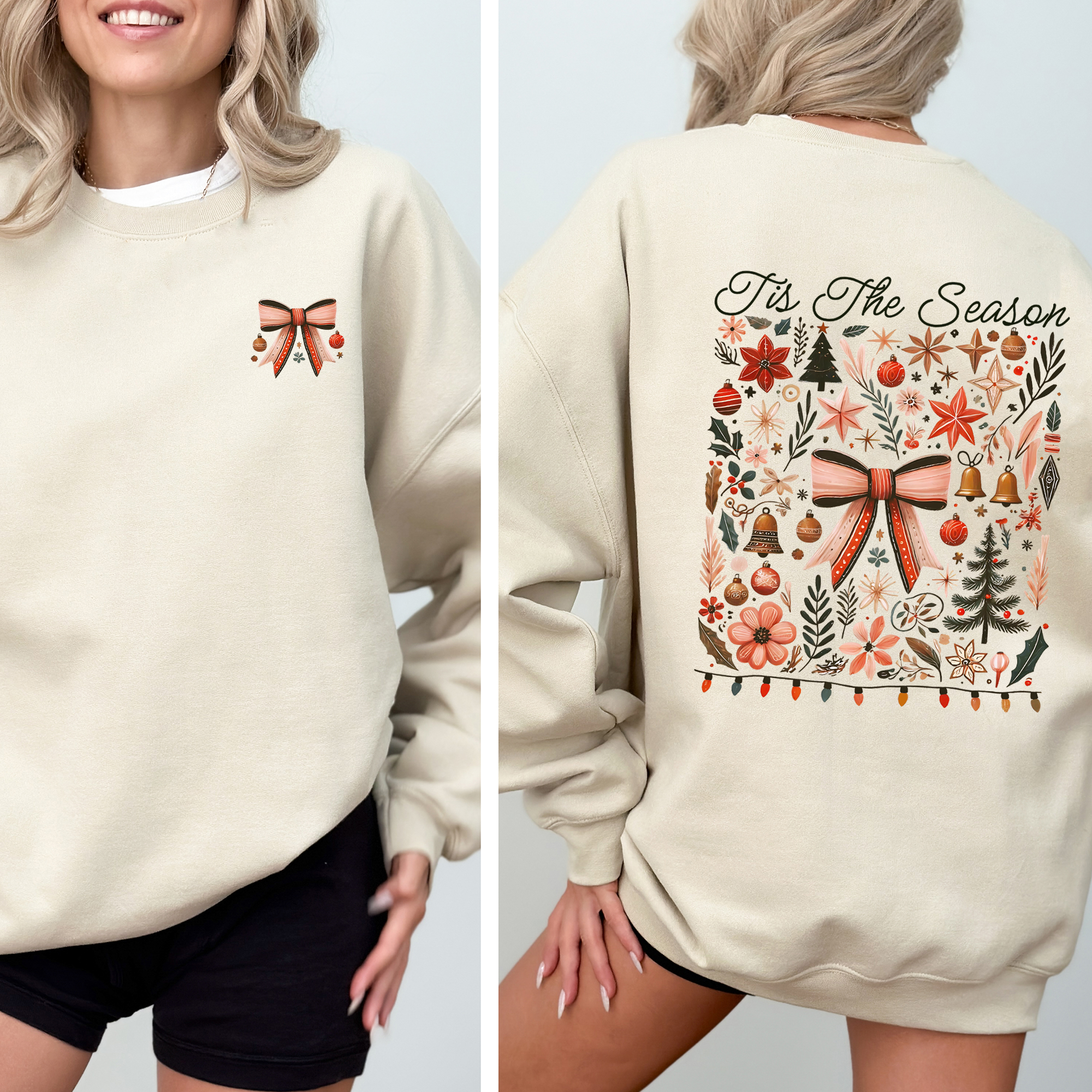 Tis The Season Santa Goose Front And Back I Like Them Real Thick And Sprucy Sweatshirt