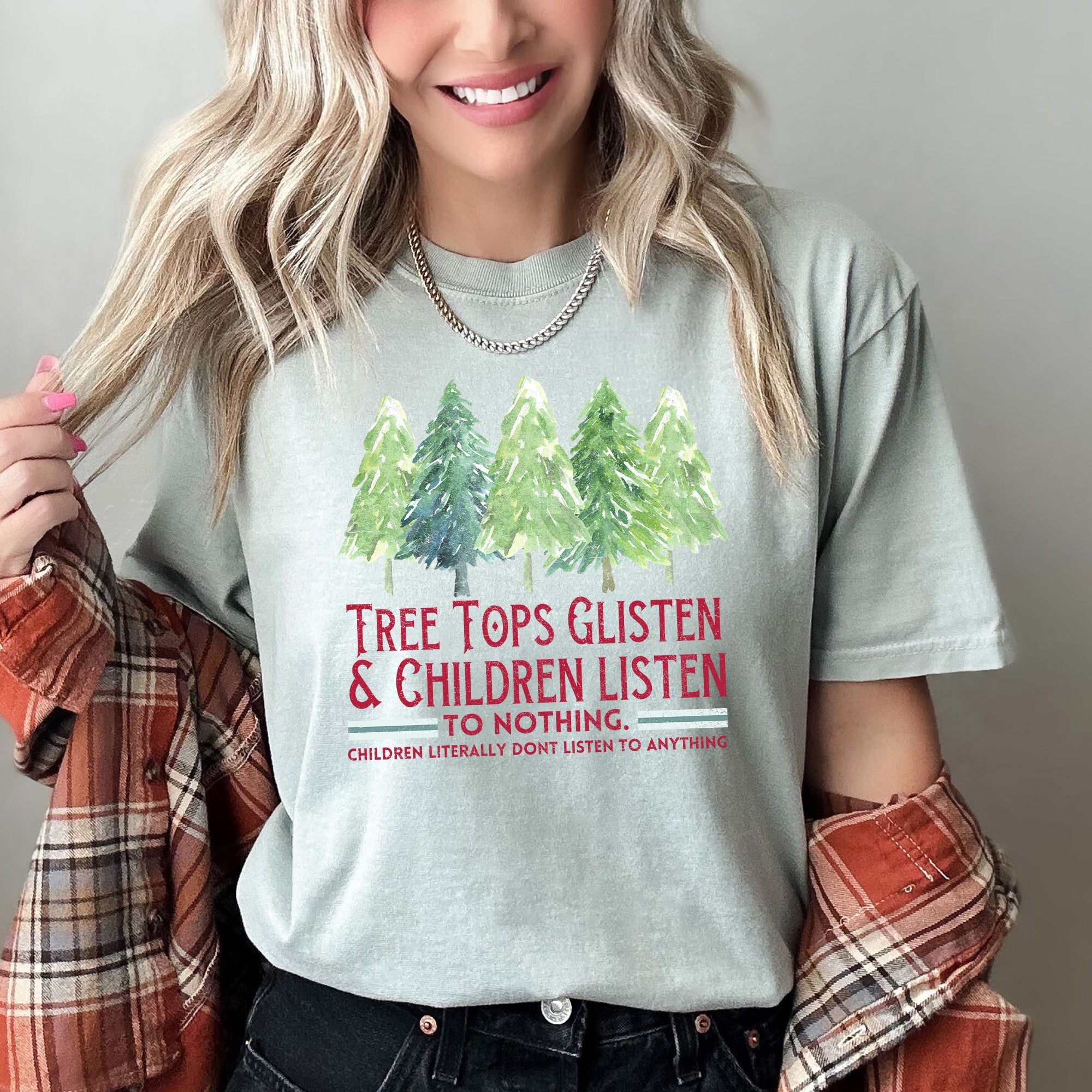 Tree Tops Glisten Christmas Carol Cheer For Dedicated Teachers Comfort Colors Tee