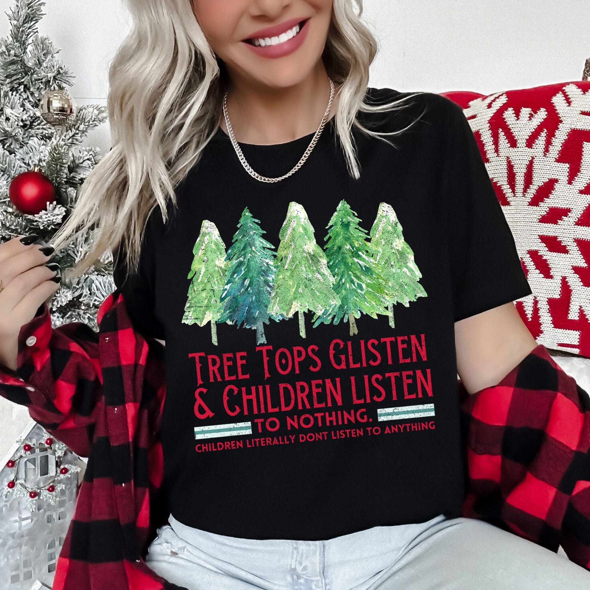 Tree Tops Glisten Christmas Carol Teacher Holiday Classroom Theme Vintage Inspired Graphic Tee