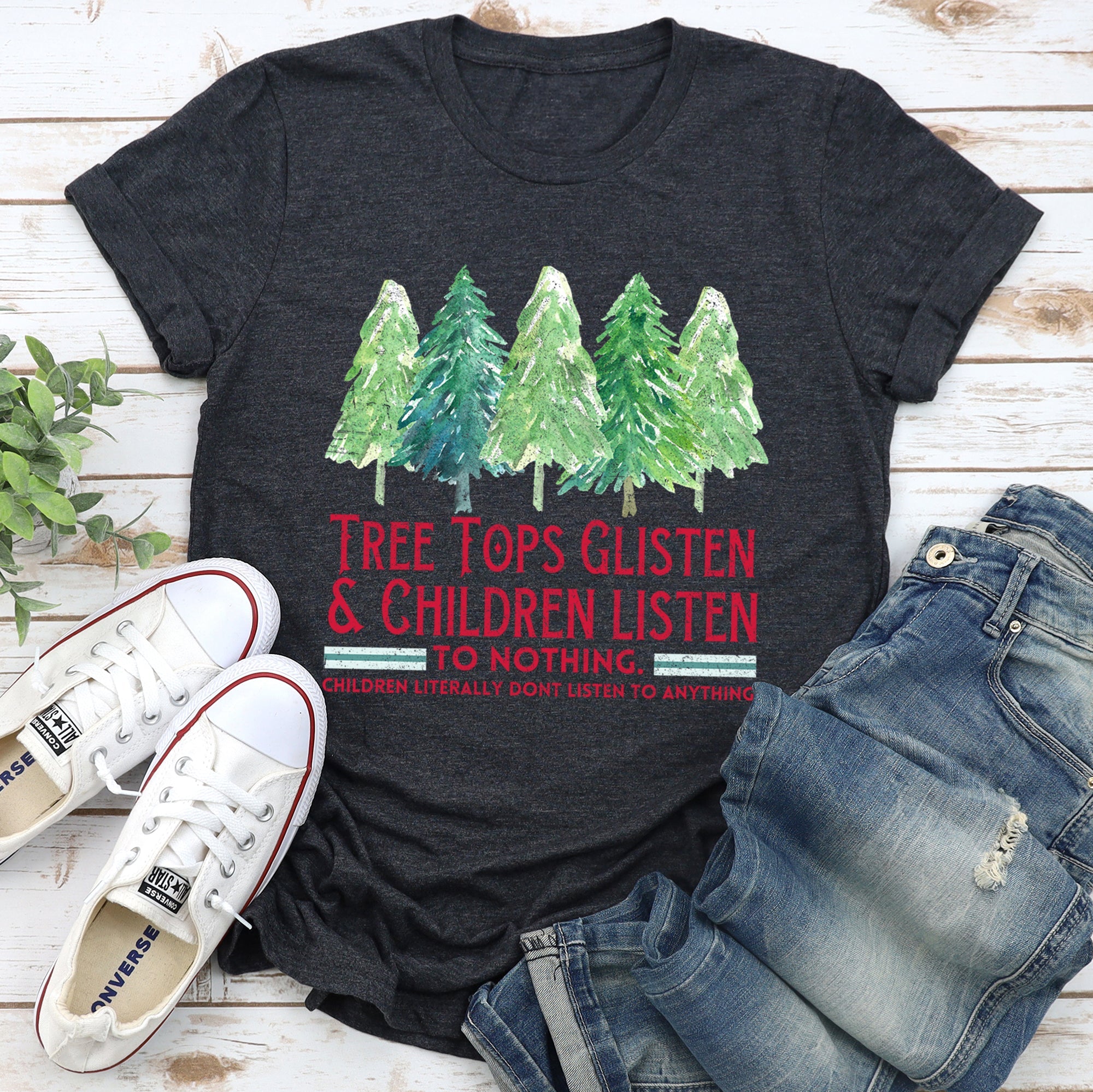 Tree Tops Glisten Christmas Carol Teacher Holiday Classroom Theme Vintage Inspired Graphic Tee