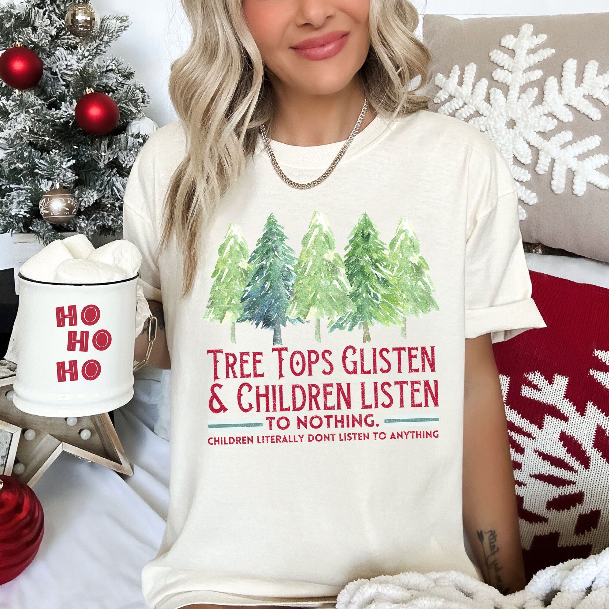 Tree Tops Glisten Christmas Carol Cheer For Dedicated Teachers Comfort Colors Tee