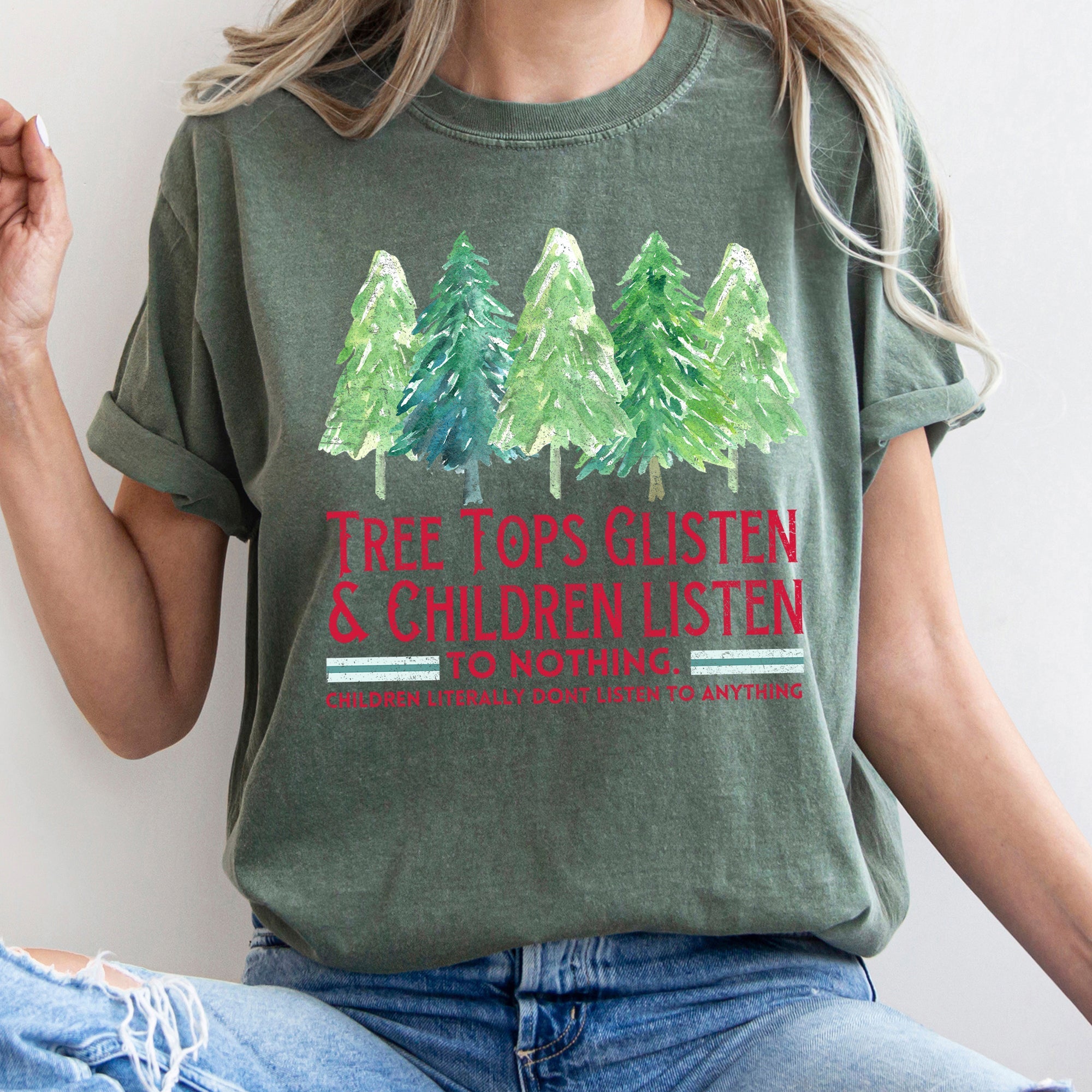 Tree Tops Glisten Christmas Carol Cheer For Dedicated Teachers Comfort Colors Tee