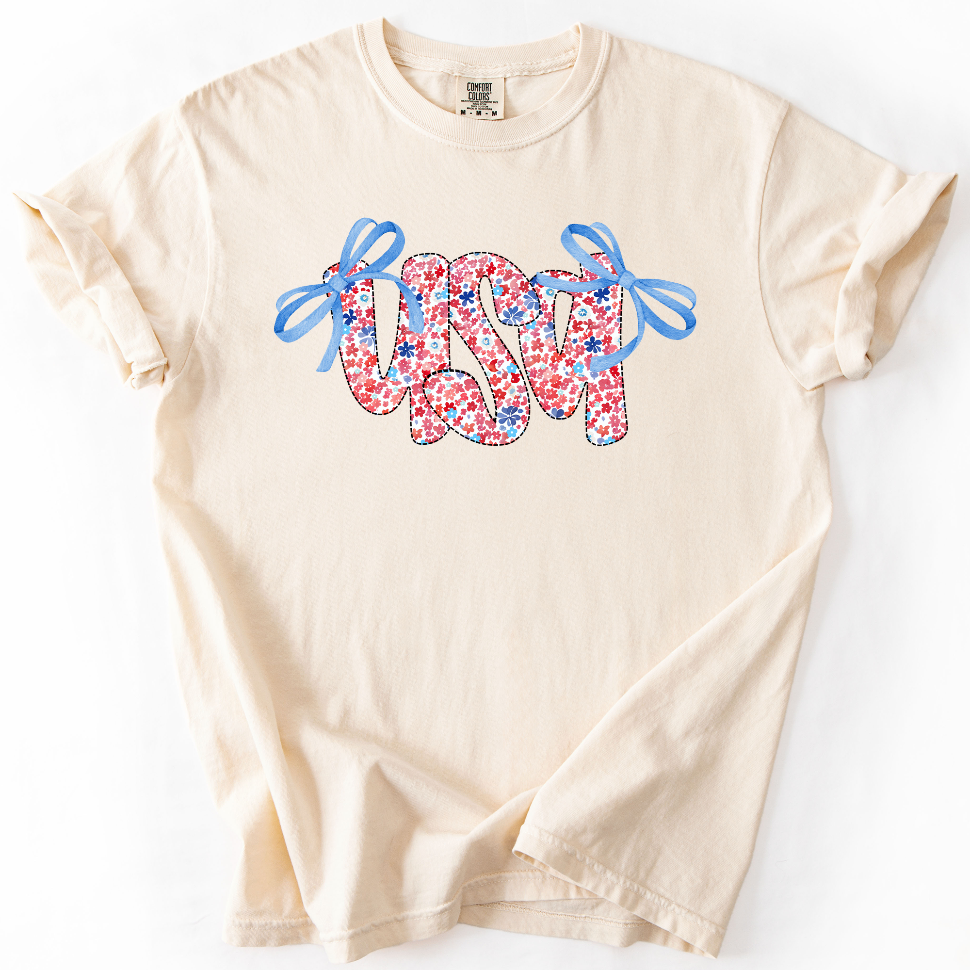 USA Ribbons Coquette Fourth Of July America Patriotic Pride Celebration Comfort Colors Tee