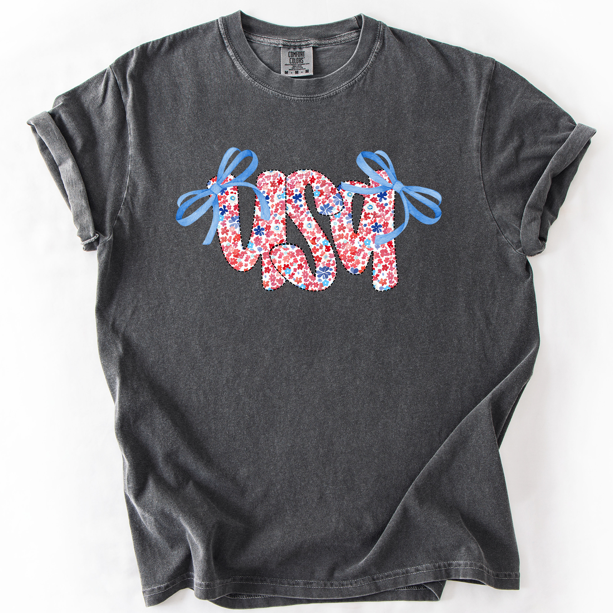 USA Ribbons Coquette Fourth Of July America Patriotic Pride Celebration Comfort Colors Tee