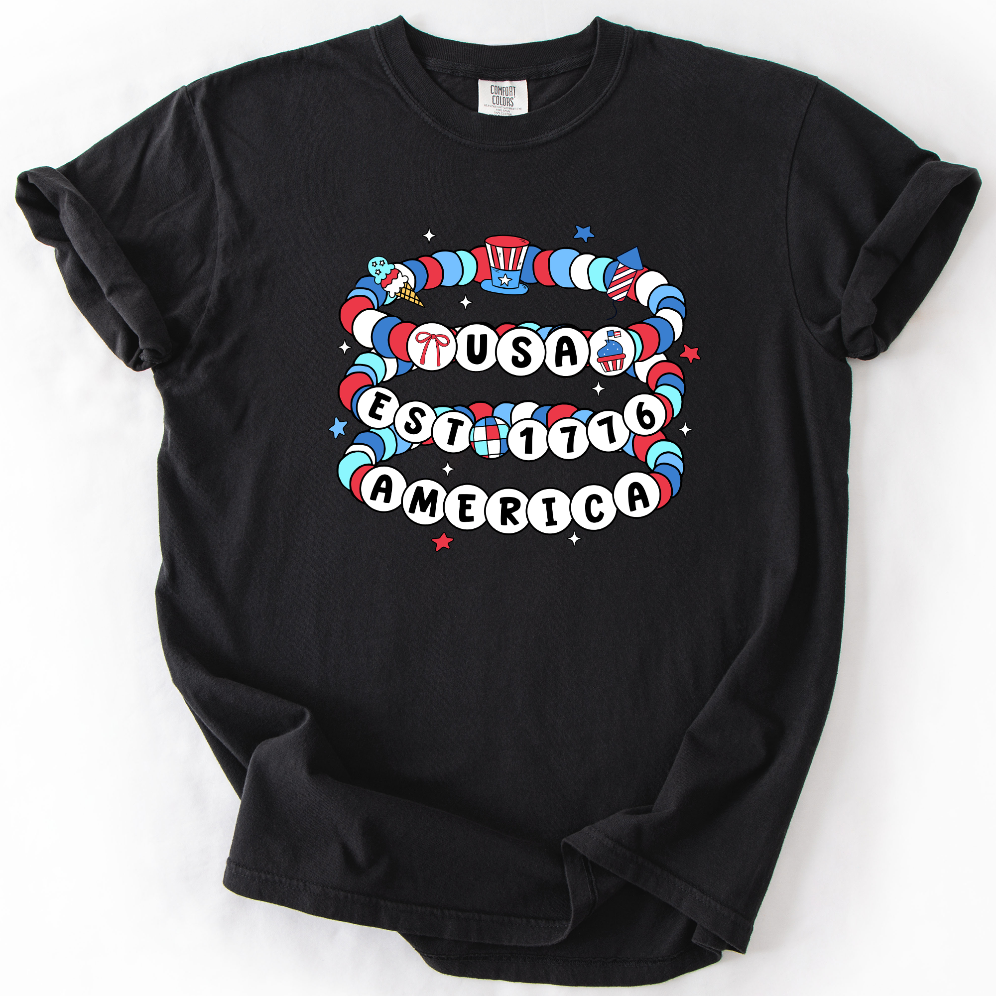 USA America Friendship Bracelets Patriotic Fourth Of July American Pride Comfort Colors Tee
