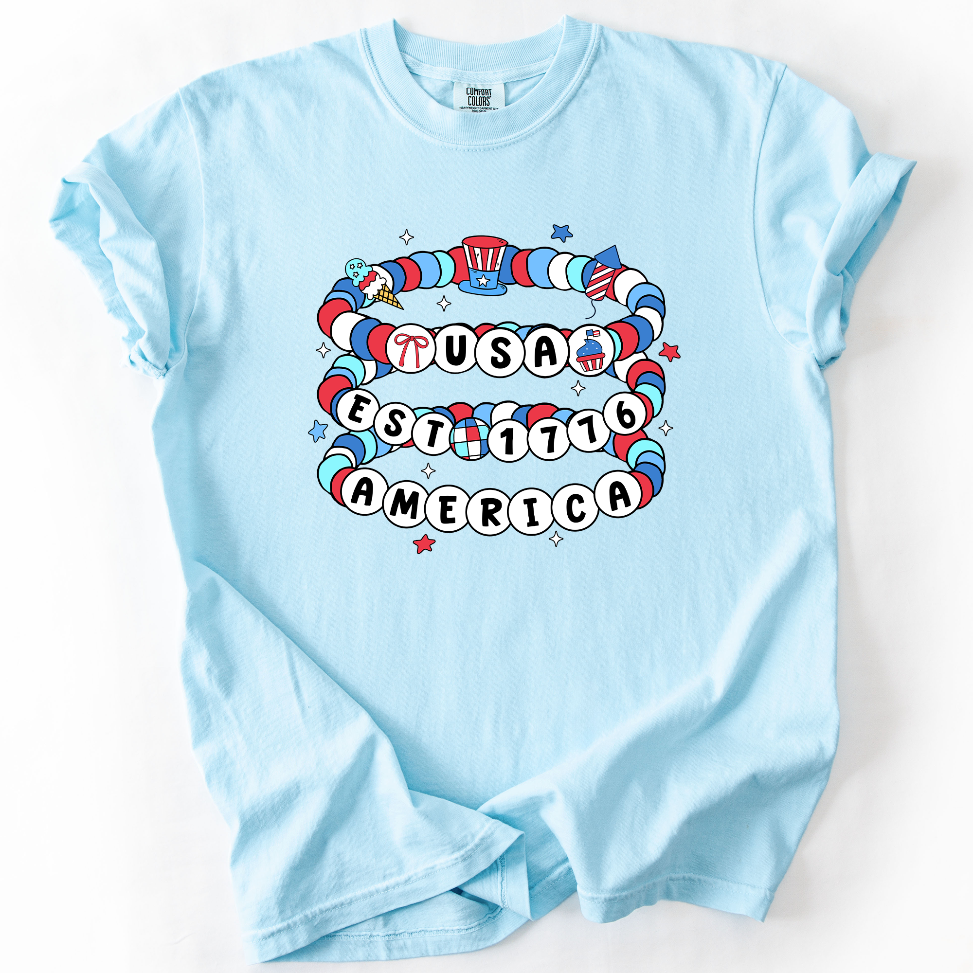 USA America Friendship Bracelets Patriotic Fourth Of July American Pride Comfort Colors Tee