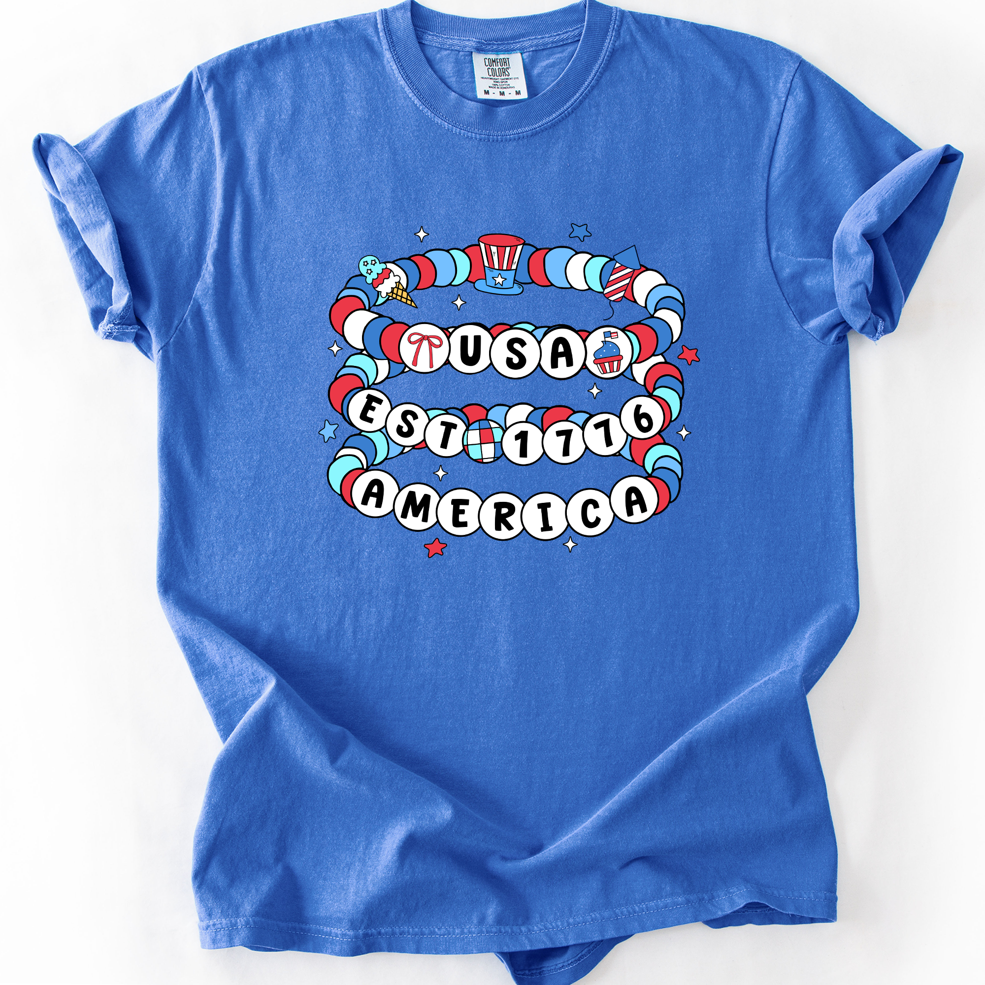 USA America Friendship Bracelets Patriotic Fourth Of July American Pride Comfort Colors Tee