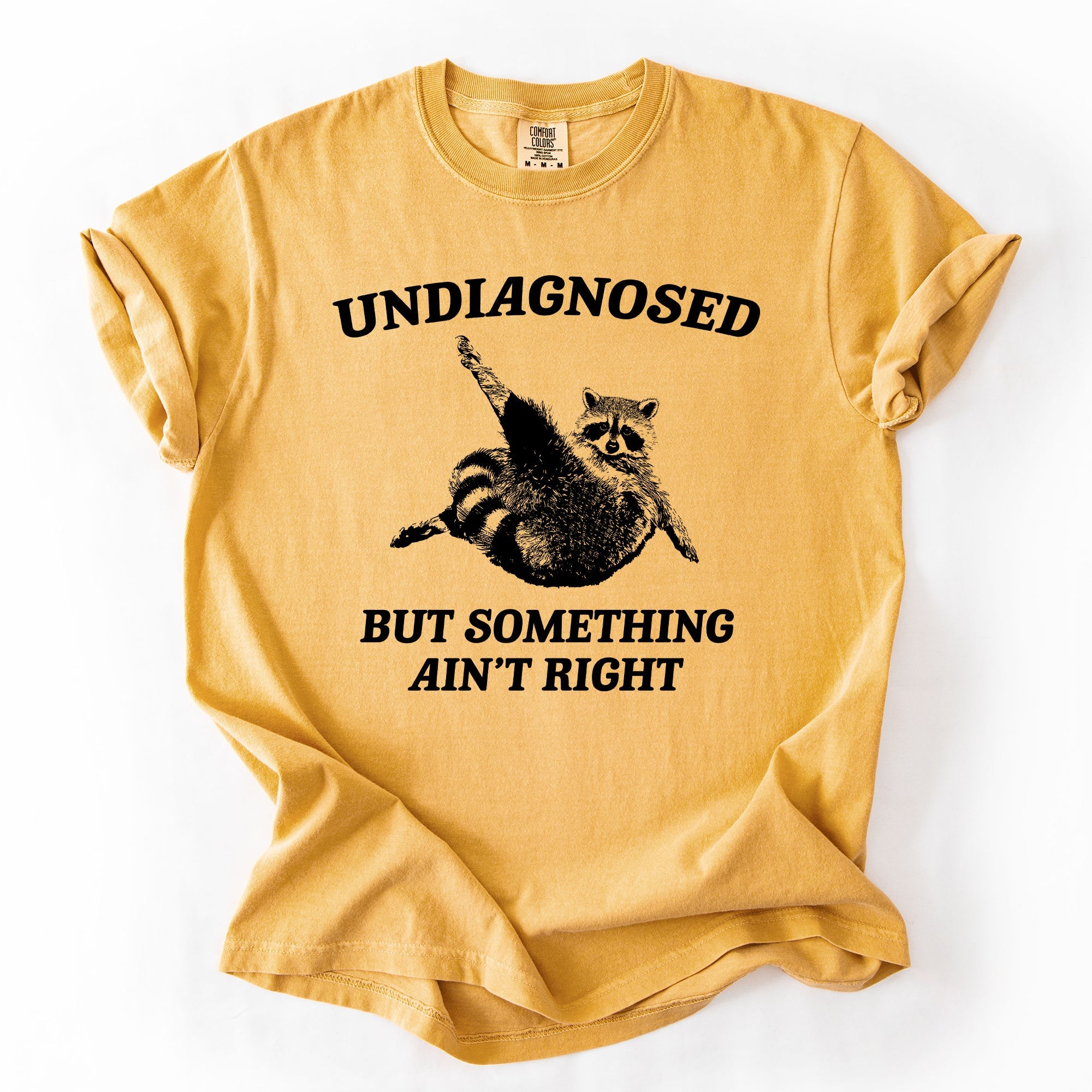 Undiagnosed, But Something Ain't Right, Raccoon Illustrated Graphic Comfort Colors Tee