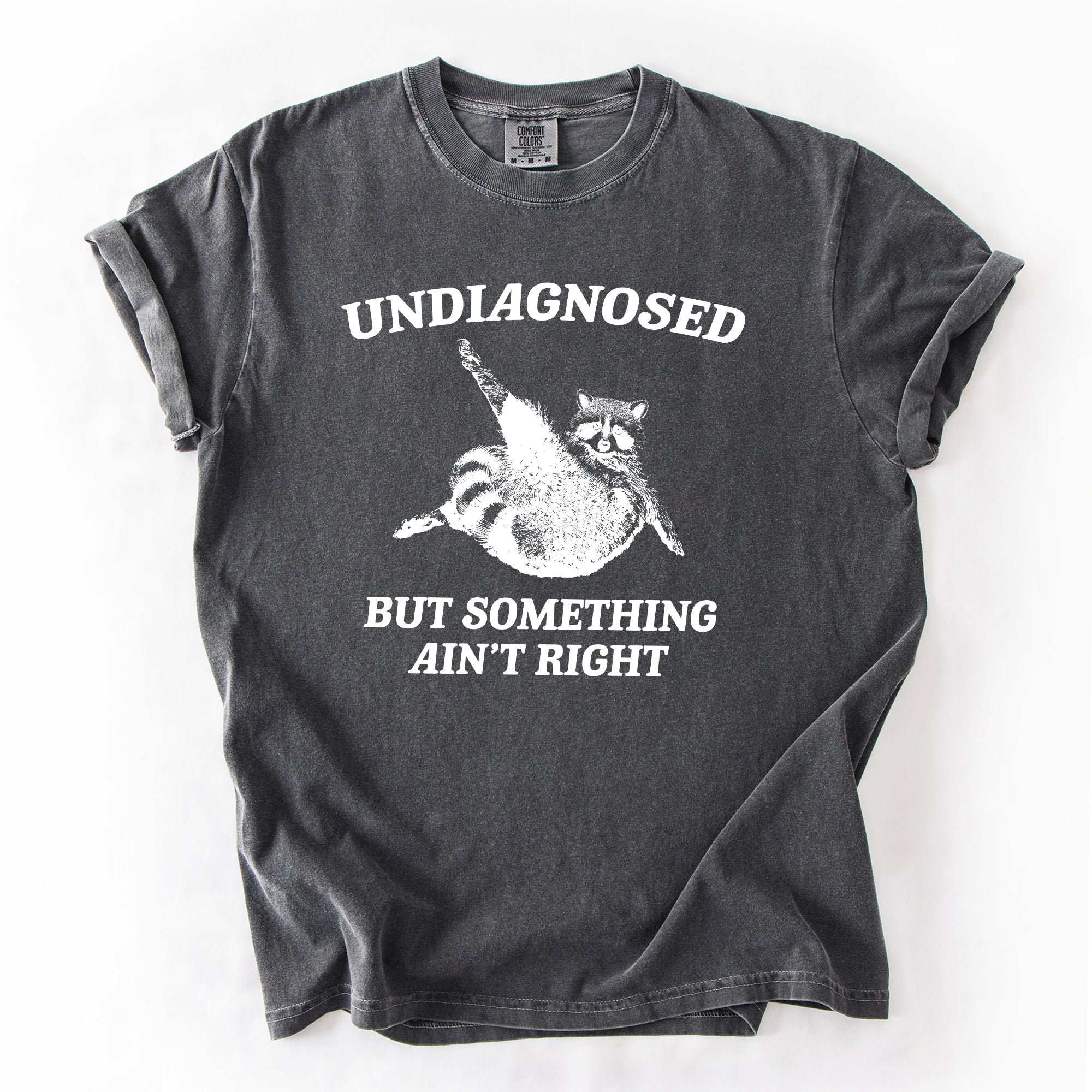 Undiagnosed, But Something Ain't Right, Raccoon Illustrated Graphic Comfort Colors Tee