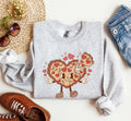 Retro Heart Pie Vintage Valentine's Day Love Theme Cozy Nostalgic Graphic Print Sweatshirt