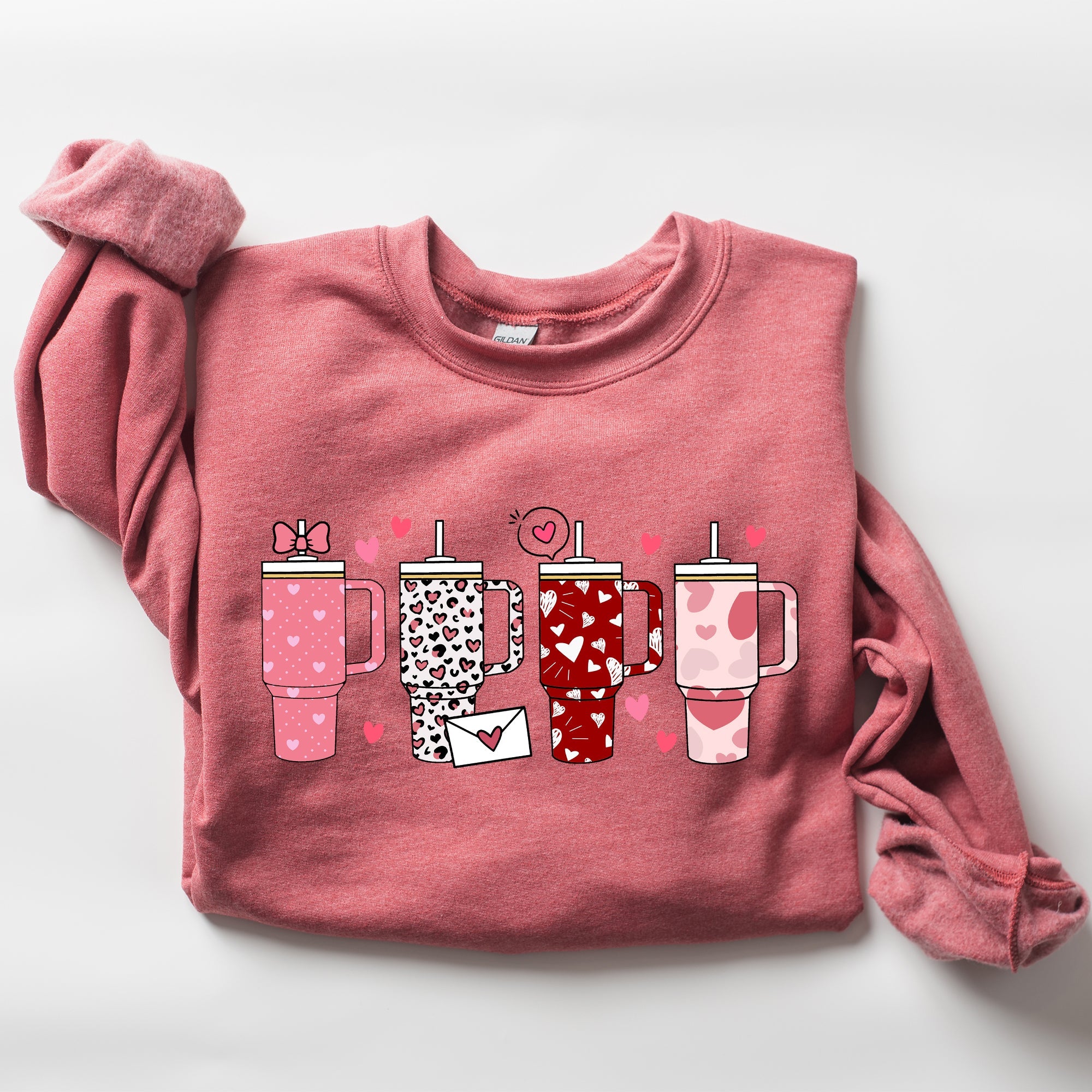 Valentine's Day Water Cup Hydration Cozy Graphic Theme All Day Comfort Sweatshirt