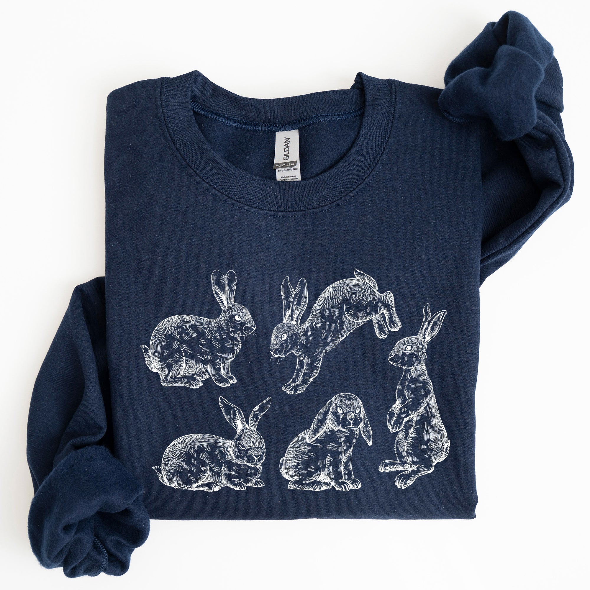 Vintage Easter Bunnies, Rabbit Illustration In Soft Vintage Print Graphic Sweatshirt