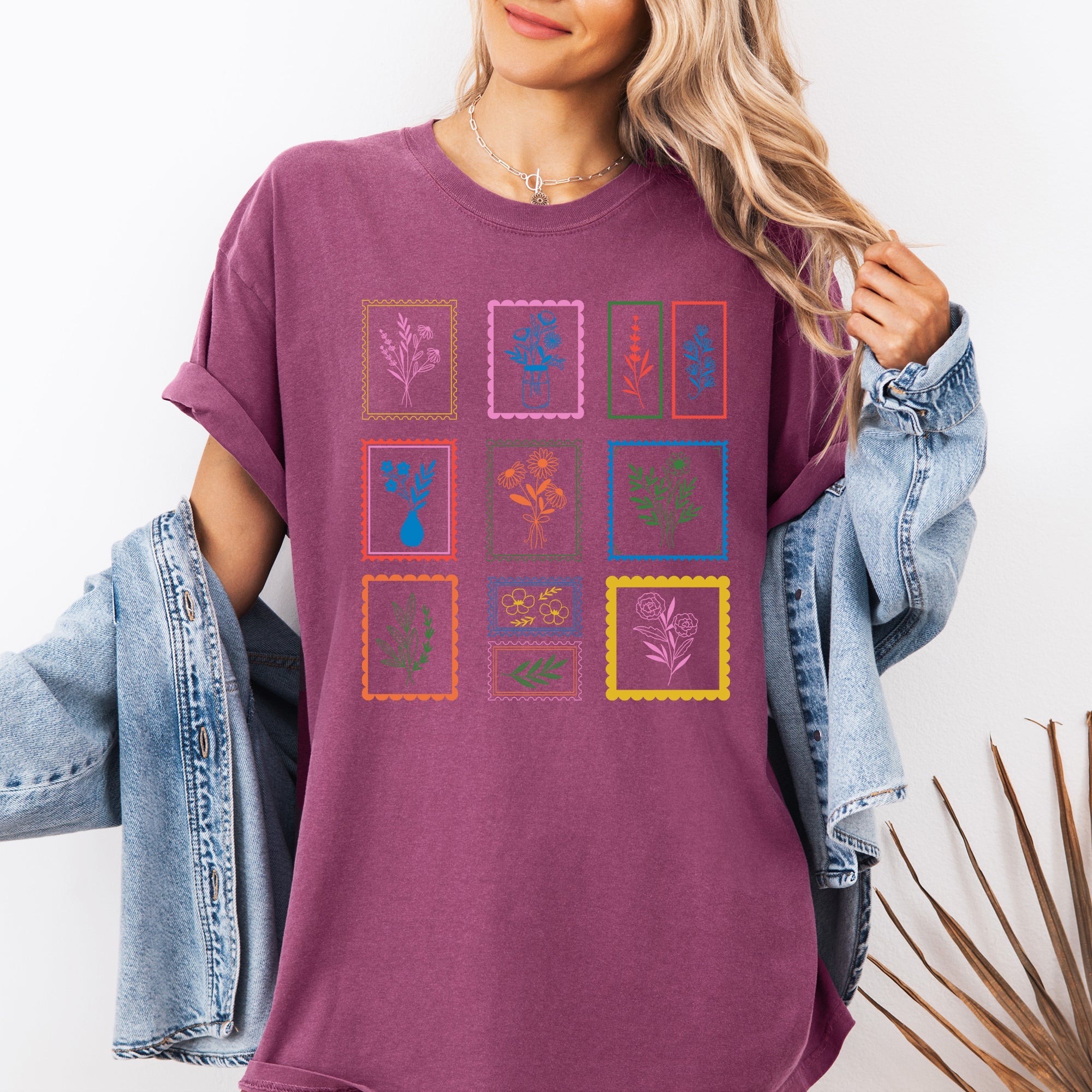 Vintage Floral Stamps Floral Motifs With Delicate Petals And Timeless Charm Comfort Colors Tee