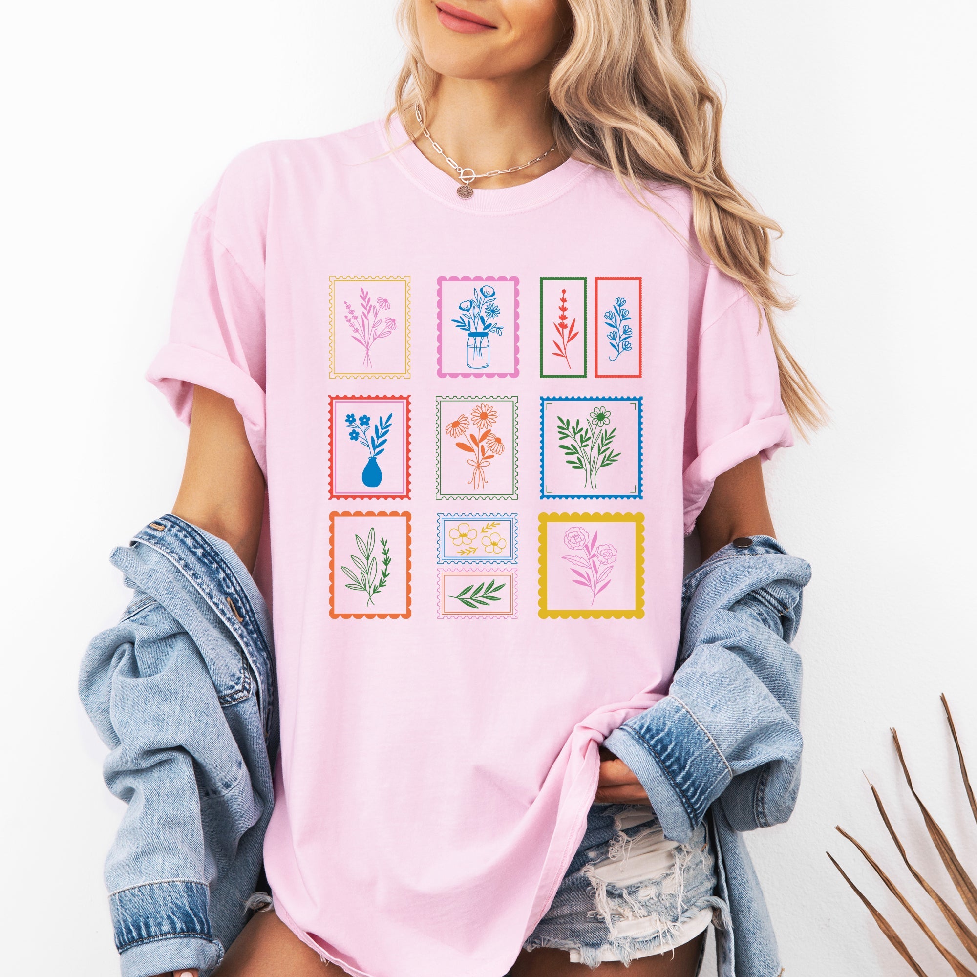 Vintage Floral Stamps Floral Motifs With Delicate Petals And Timeless Charm Comfort Colors Tee