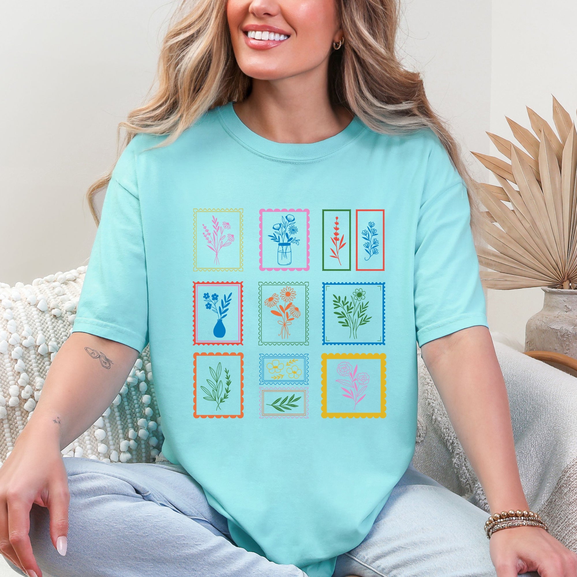 Vintage Floral Stamps Floral Motifs With Delicate Petals And Timeless Charm Comfort Colors Tee