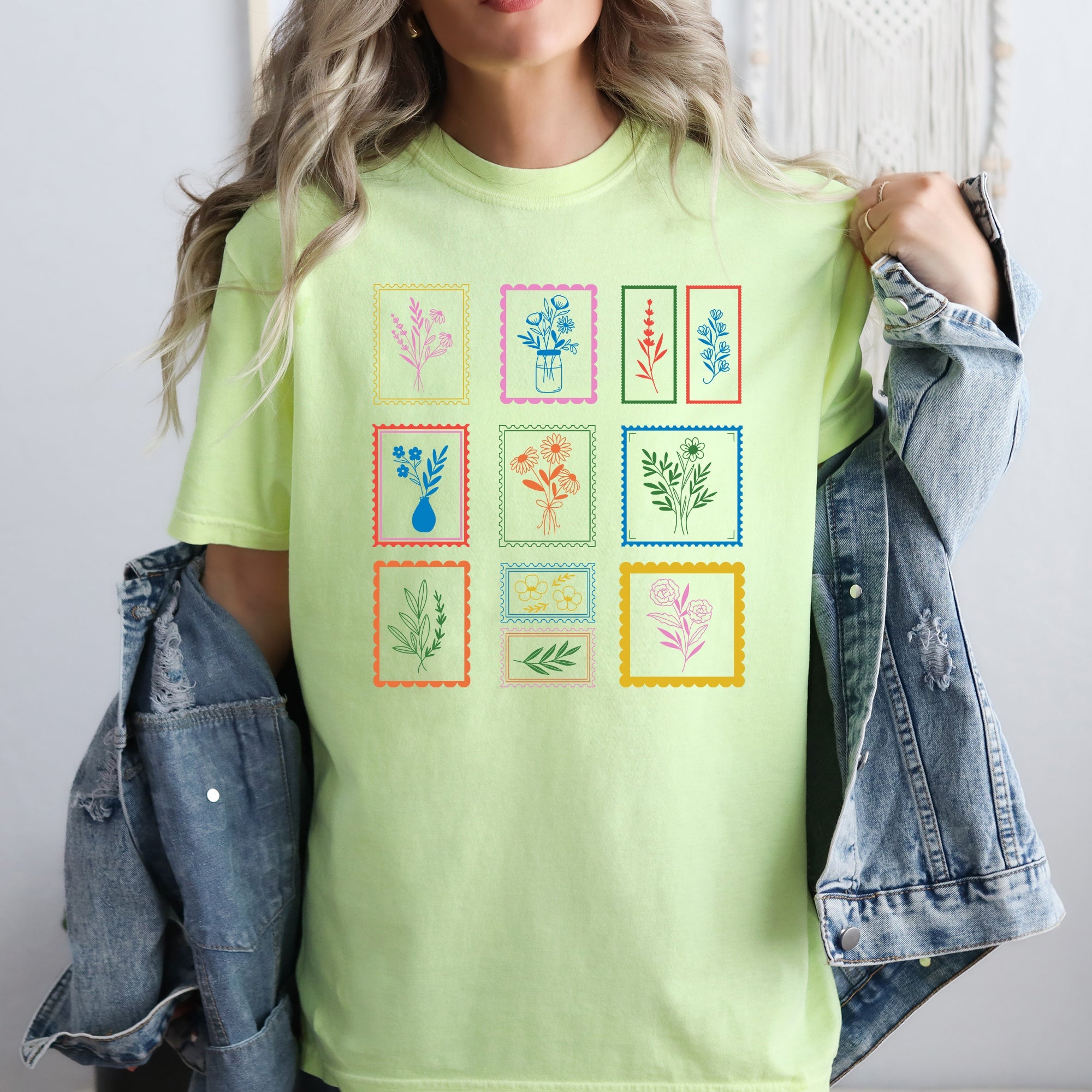 Vintage Floral Stamps Floral Motifs With Delicate Petals And Timeless Charm Comfort Colors Tee