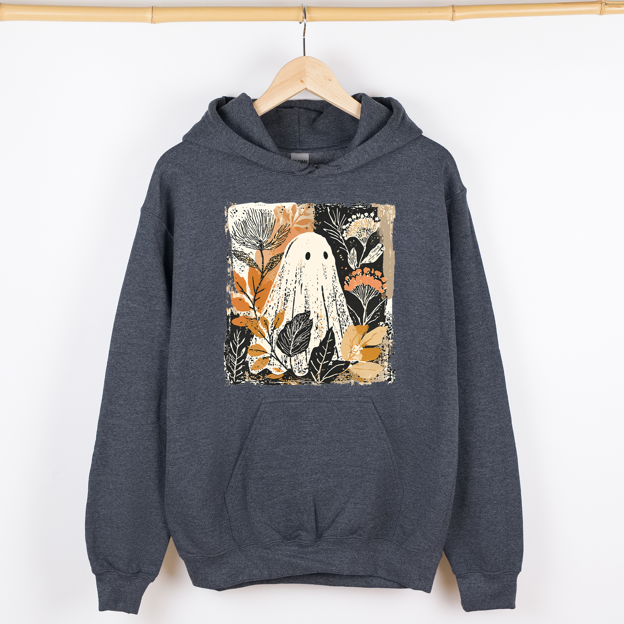 Vintage Ghost Halloween Botanical Floral Autumn Fall Cozy Vintage Charm Graphic Hoodie