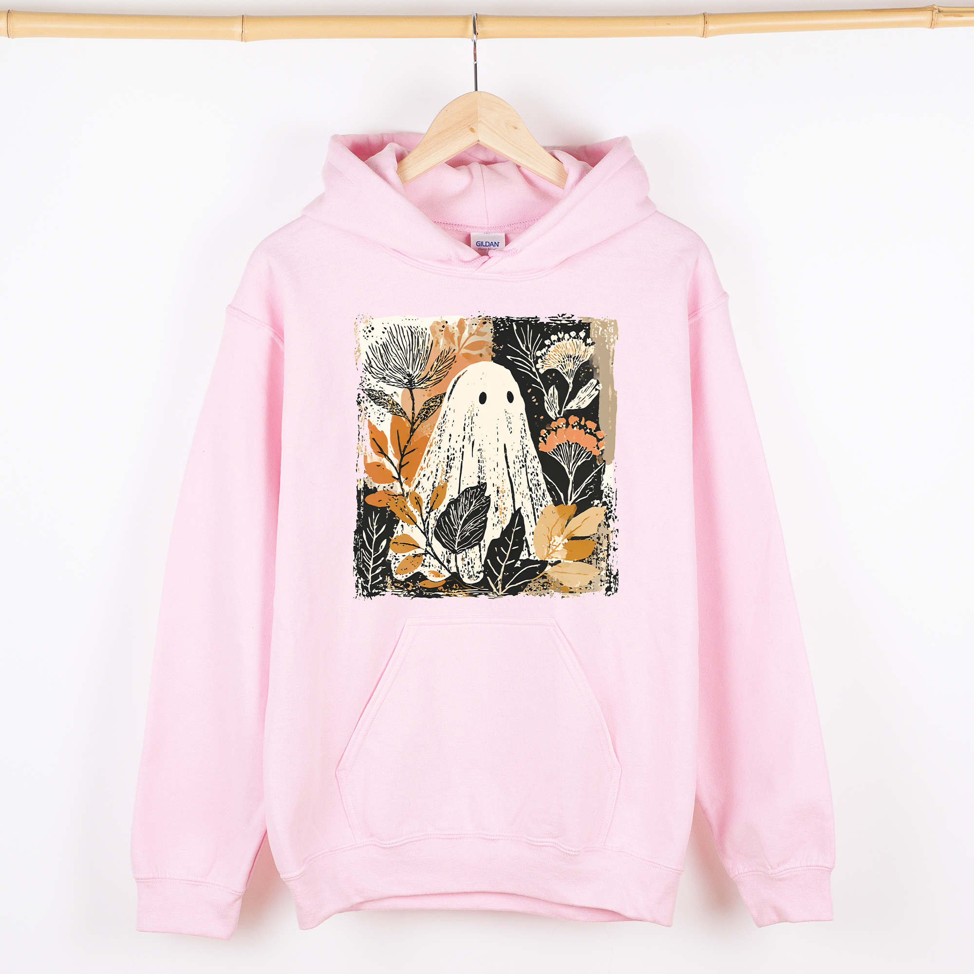 Vintage Ghost Halloween Botanical Floral Autumn Fall Cozy Vintage Charm Graphic Hoodie