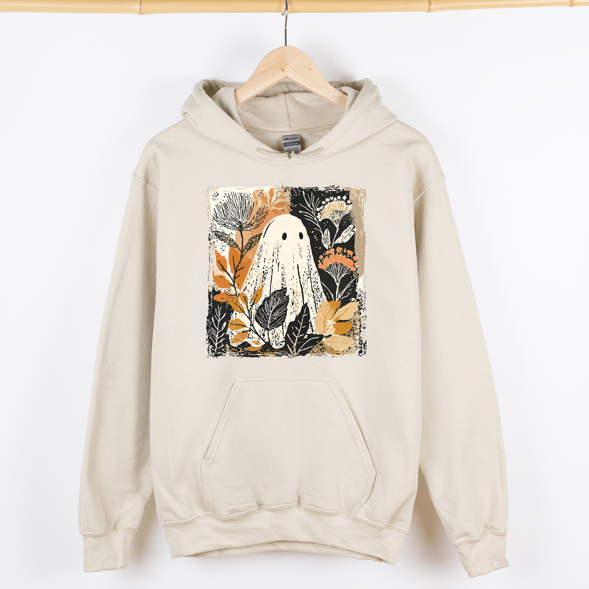 Vintage Ghost Halloween Botanical Floral Autumn Fall Cozy Vintage Charm Graphic Hoodie
