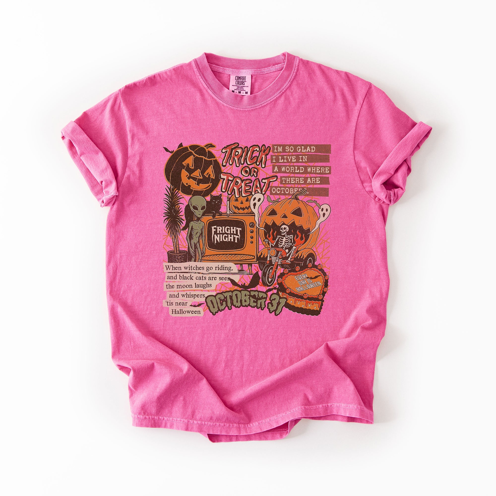 Vintage Halloween Collage PNG Retro October 31 Distressed Edition Comfort Colors Tee