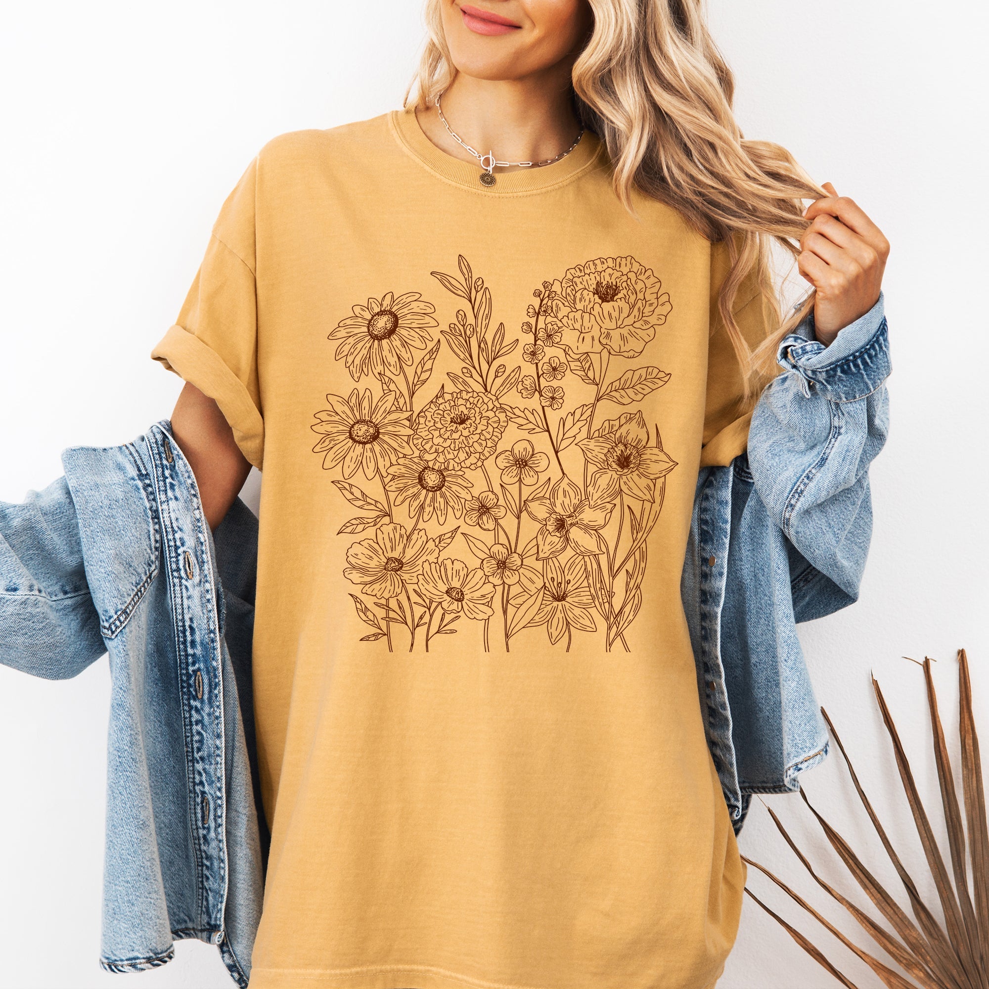 Vintage Wildflowers Minimalist Summer Floral Print Collection Comfort Colors Tee