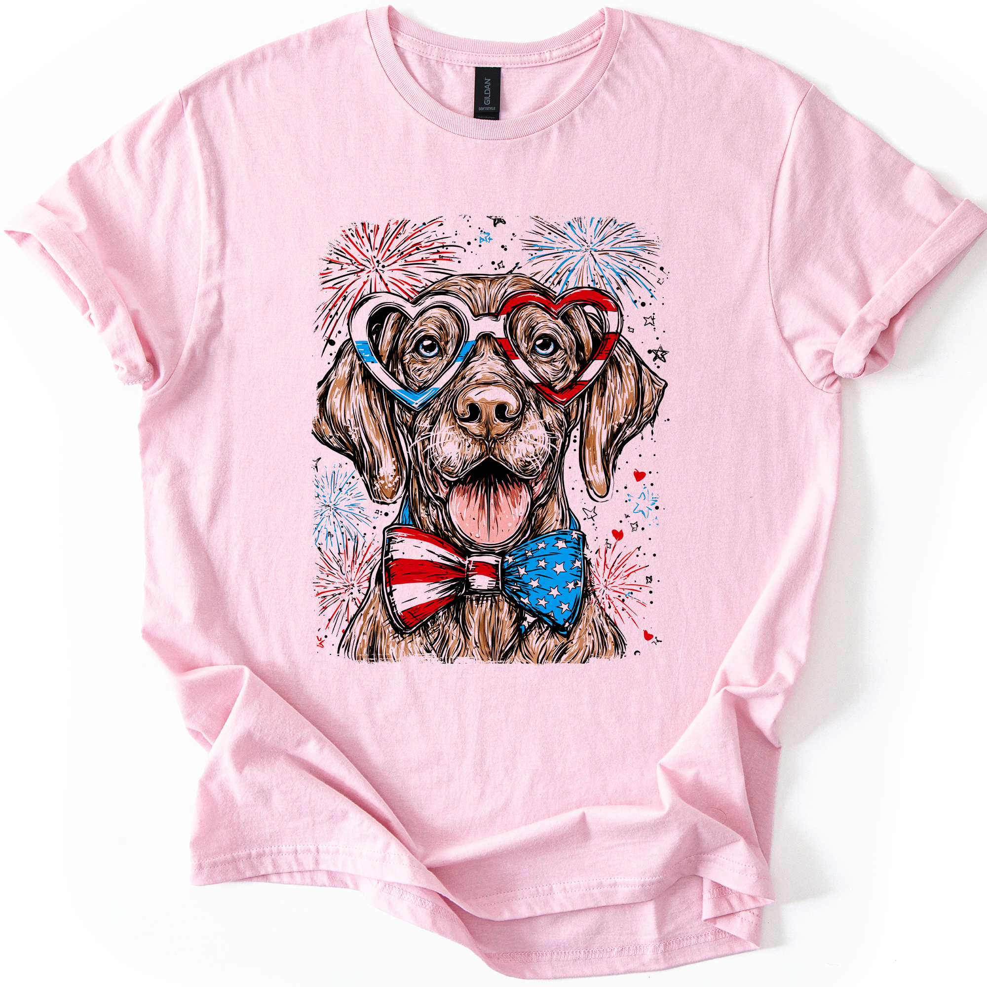 Vizsla Patriotic Dog American Pride Fourth Of July USA Flag National Holiday Graphic Tee