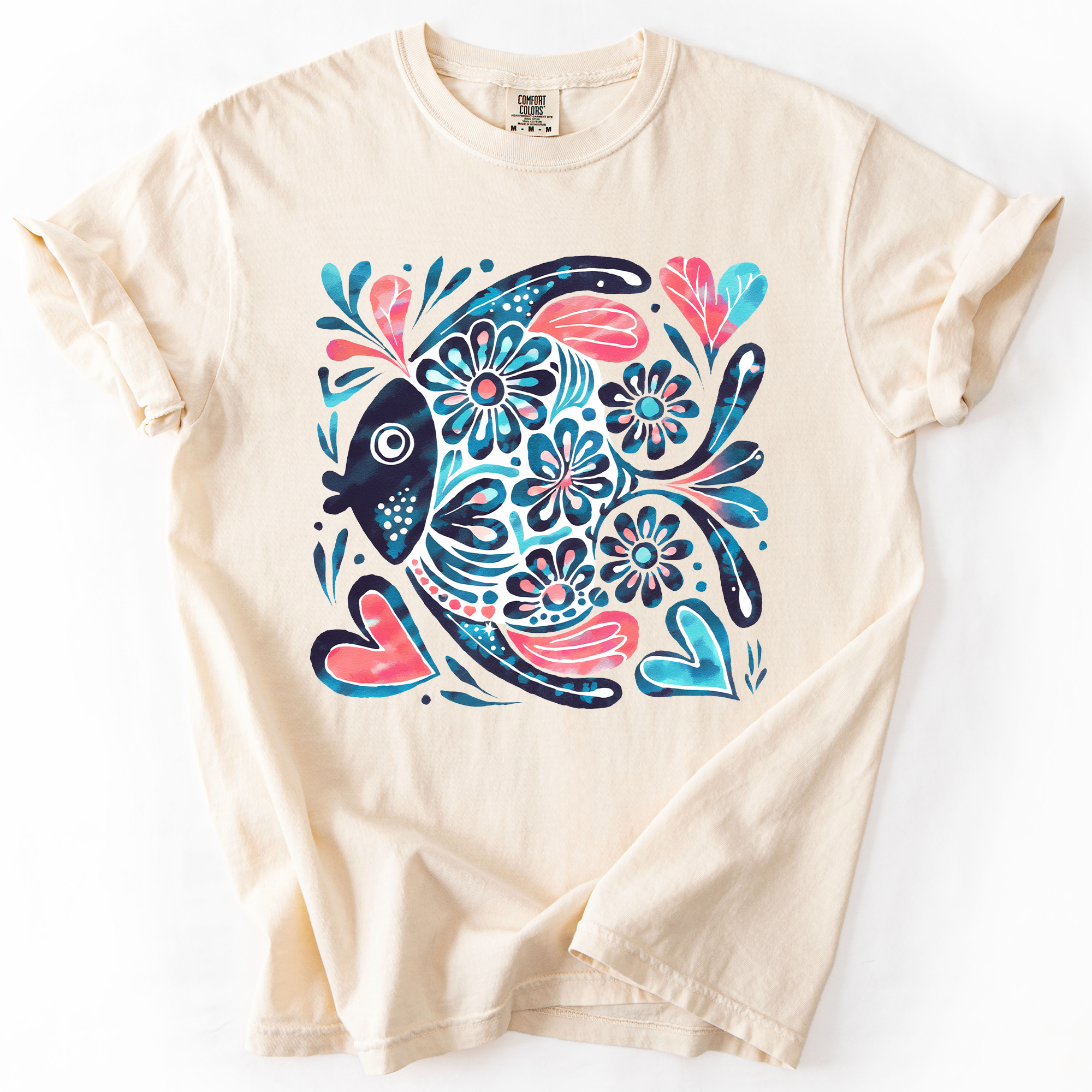 Watercolor Fish Gorgeous Summer Beach Sunshine Ocean Breeze Seaside Vibes Coastal Calm Comfort Colors Tee