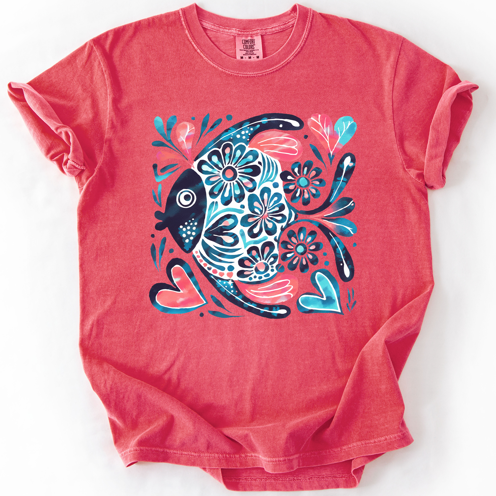 Watercolor Fish Gorgeous Summer Beach Sunshine Ocean Breeze Seaside Vibes Coastal Calm Comfort Colors Tee