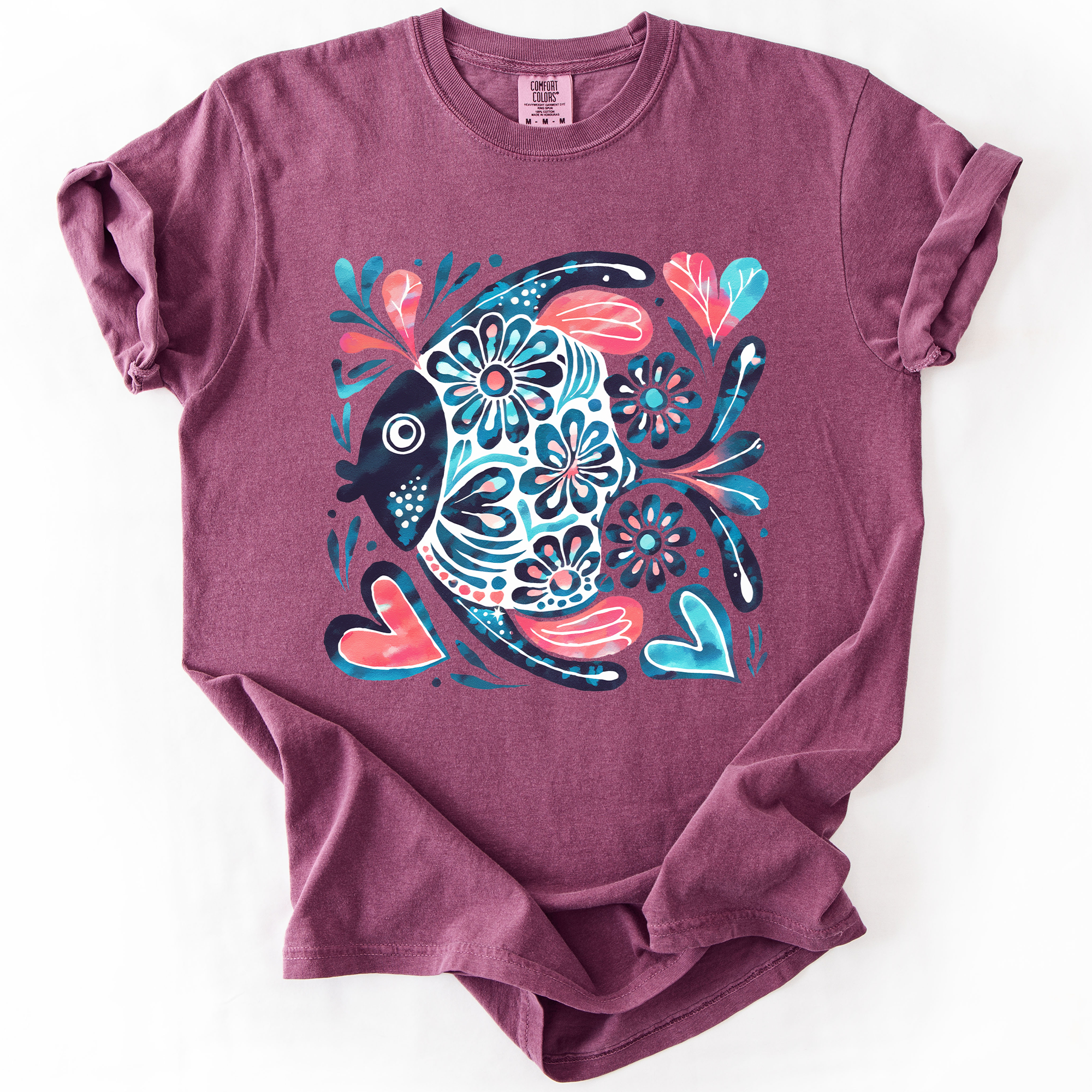 Watercolor Fish Gorgeous Summer Beach Sunshine Ocean Breeze Seaside Vibes Coastal Calm Comfort Colors Tee