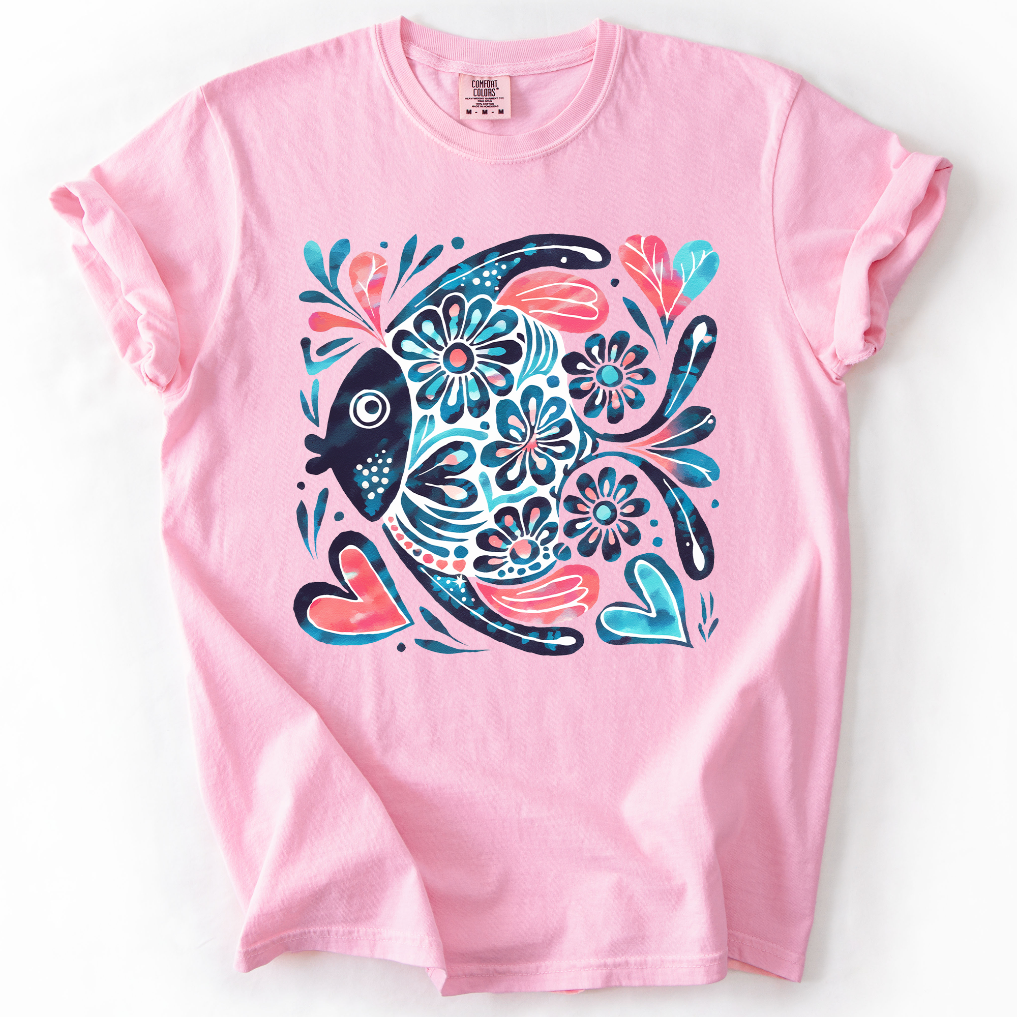 Watercolor Fish Gorgeous Summer Beach Sunshine Ocean Breeze Seaside Vibes Coastal Calm Comfort Colors Tee