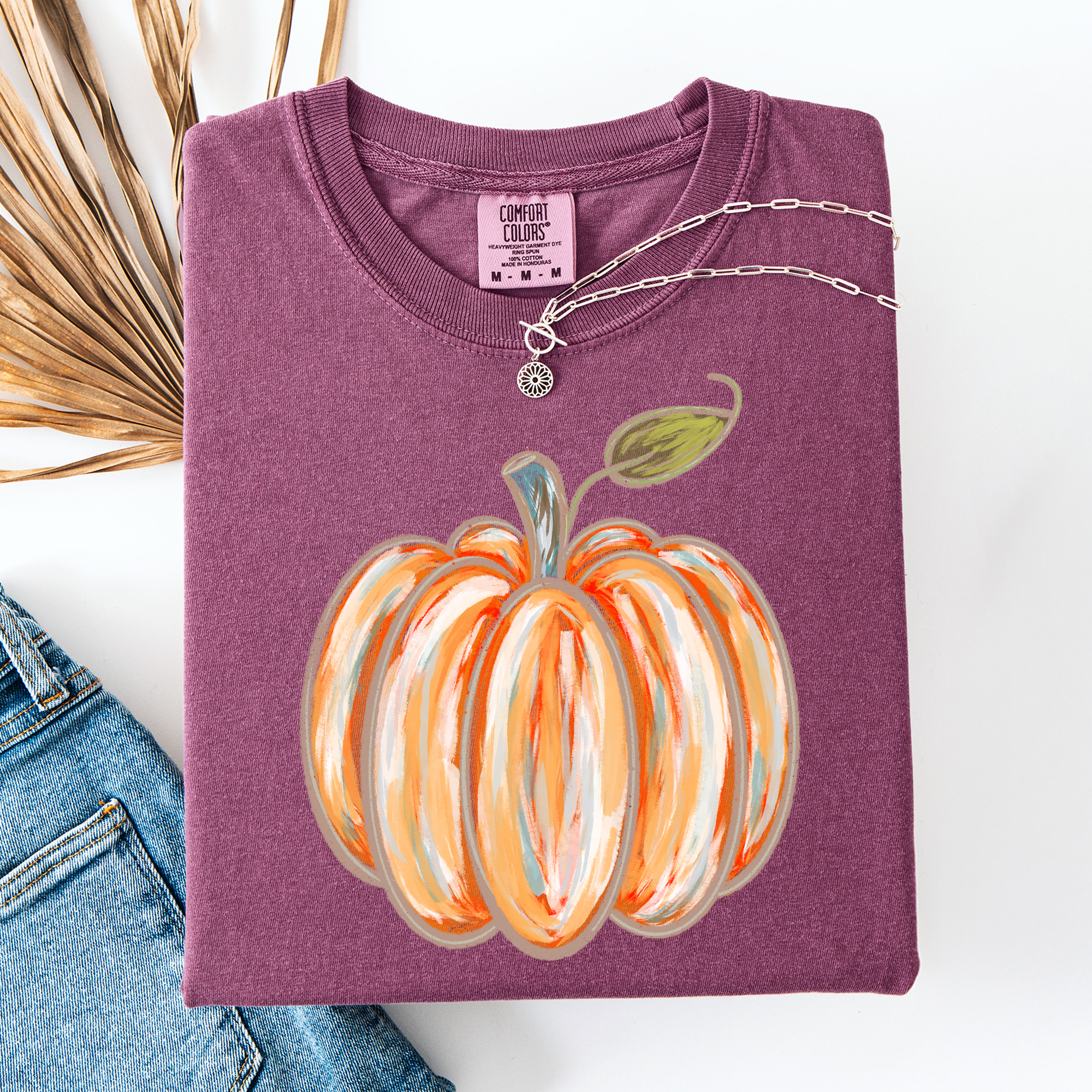 Watercolor Pumpkin Halloween Autumn Fall Cozy Vintage-Inspired Artwork For Seasonal Wardrobe Comfort Colors Tee