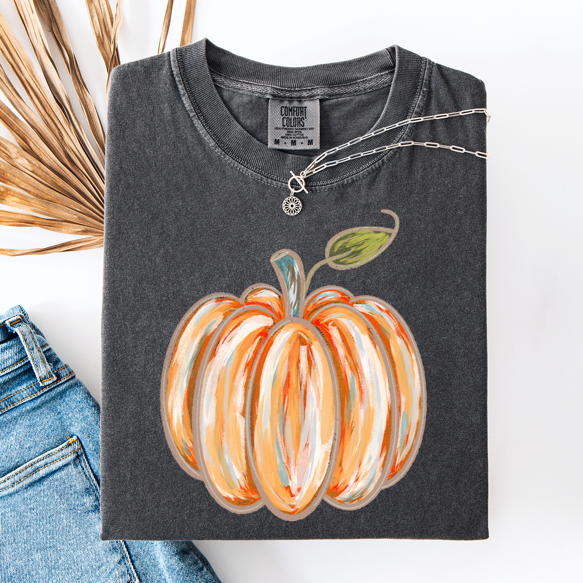 Watercolor Pumpkin Halloween Autumn Fall Cozy Vintage-Inspired Artwork For Seasonal Wardrobe Comfort Colors Tee