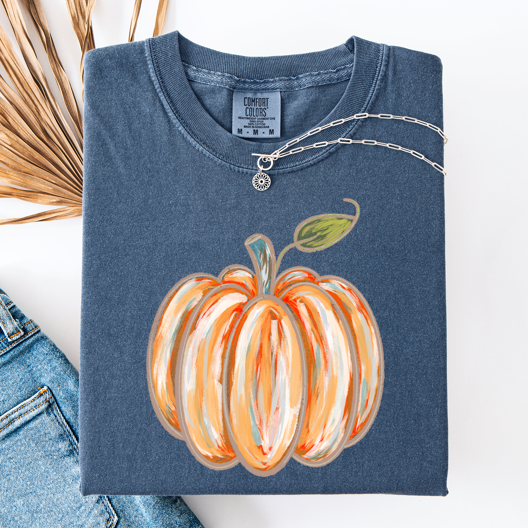 Watercolor Pumpkin Halloween Autumn Fall Cozy Vintage-Inspired Artwork For Seasonal Wardrobe Comfort Colors Tee