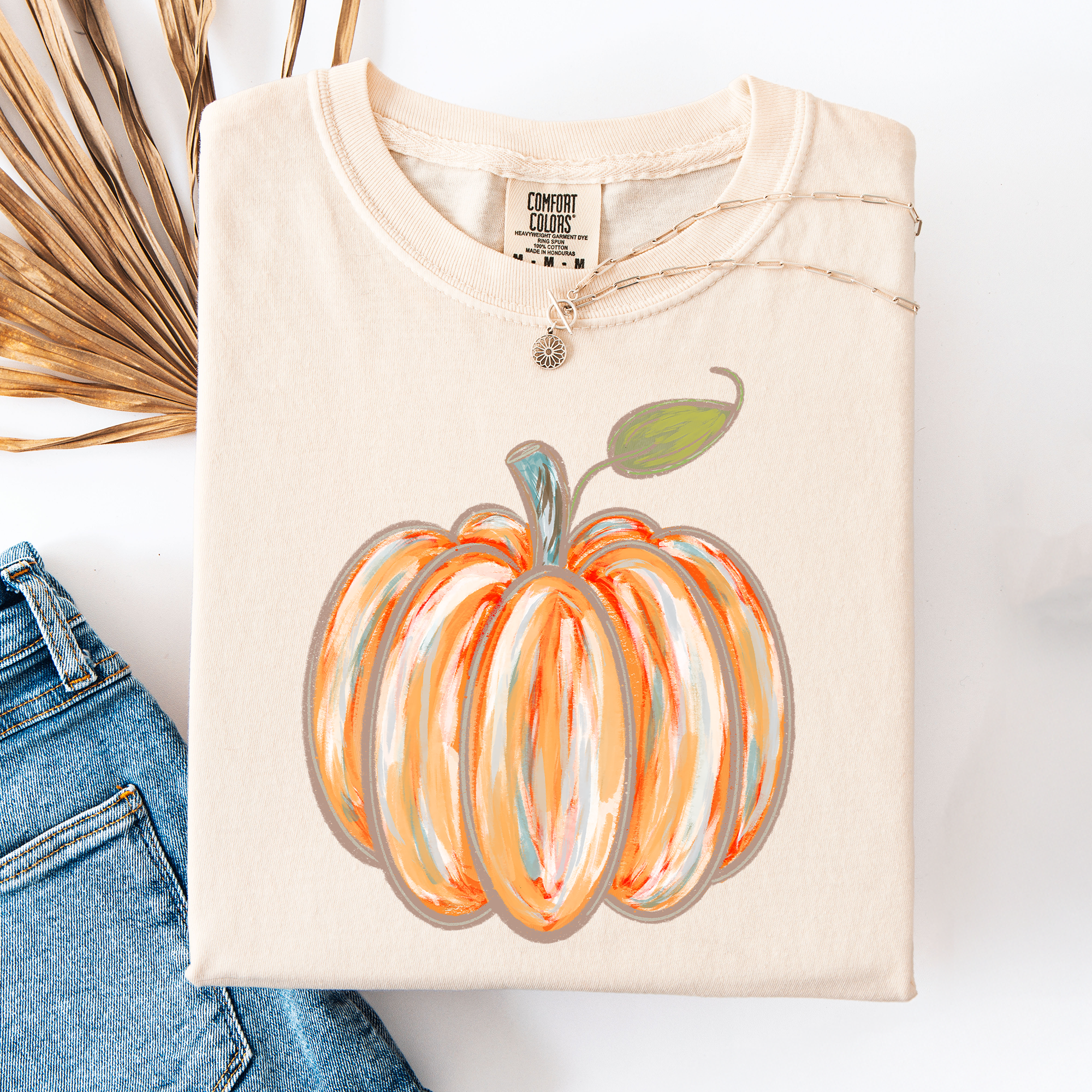 Watercolor Pumpkin Halloween Autumn Fall Cozy Vintage-Inspired Artwork For Seasonal Wardrobe Comfort Colors Tee