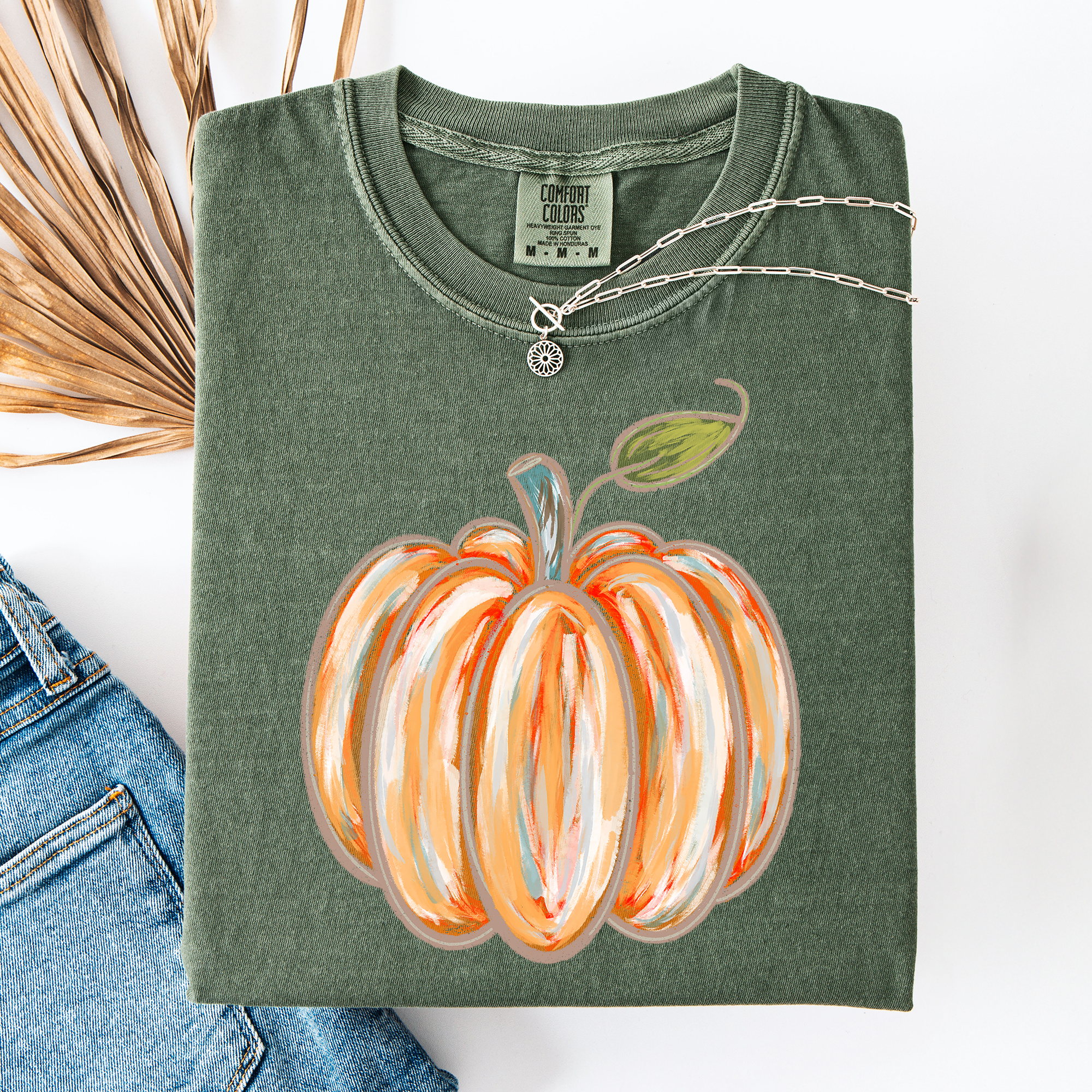 Watercolor Pumpkin Halloween Autumn Fall Cozy Vintage-Inspired Artwork For Seasonal Wardrobe Comfort Colors Tee