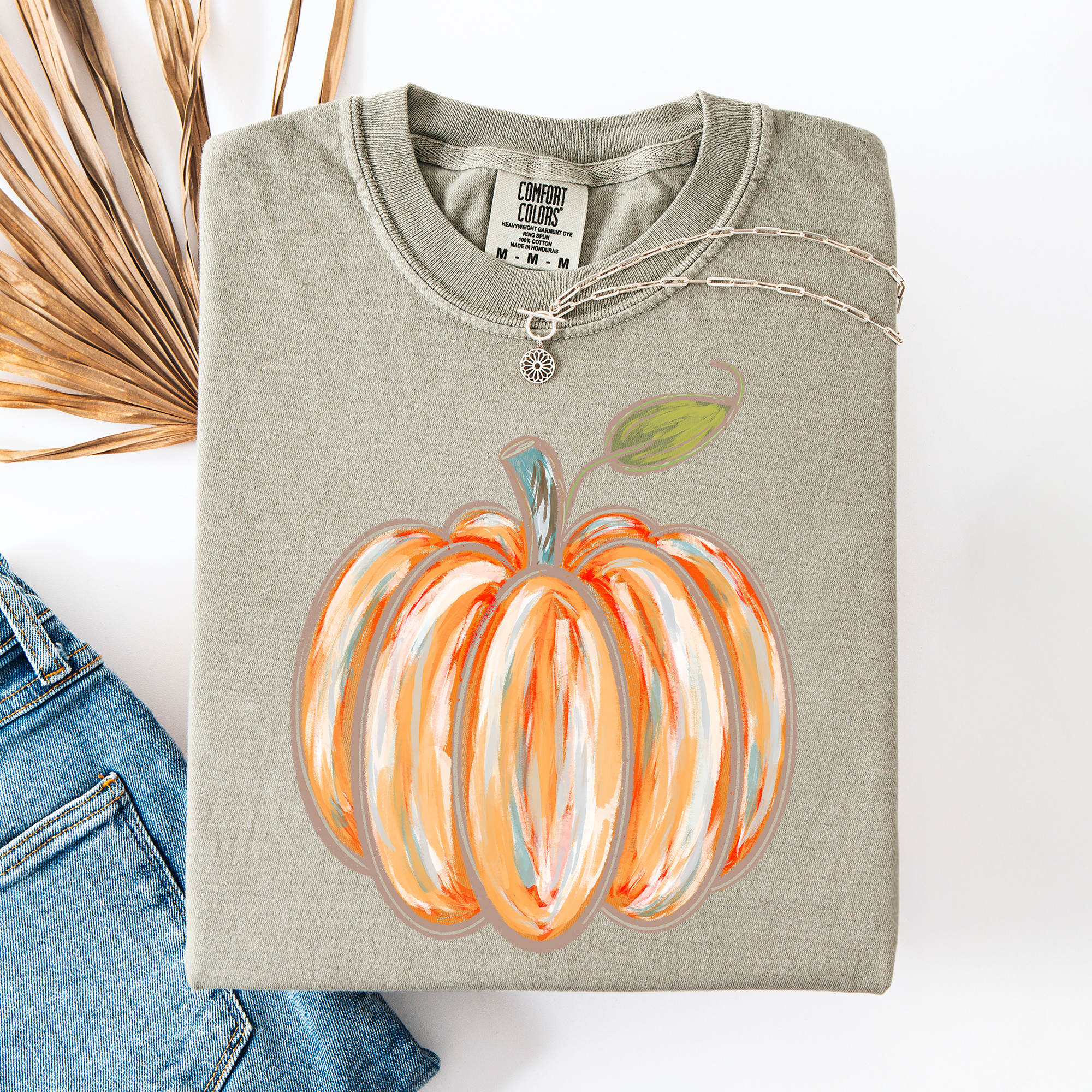 Watercolor Pumpkin Halloween Autumn Fall Cozy Vintage-Inspired Artwork For Seasonal Wardrobe Comfort Colors Tee