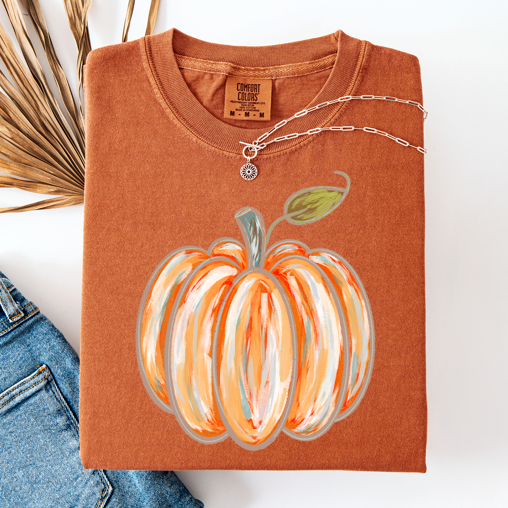 Watercolor Pumpkin Halloween Autumn Fall Cozy Vintage-Inspired Artwork For Seasonal Wardrobe Comfort Colors Tee