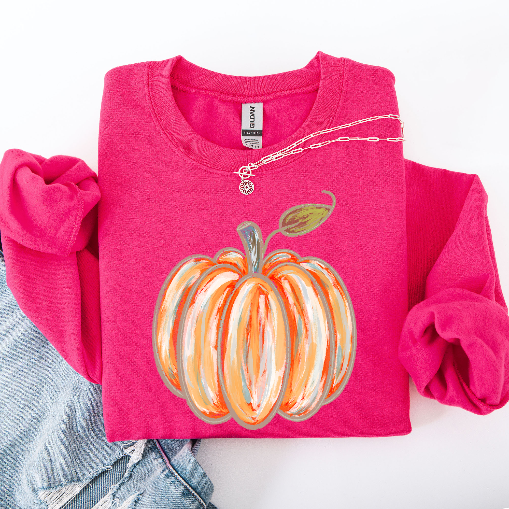 Watercolor Pumpkin Cozy Autumn Floral Sunflower Harvest Design For Cozy Fall Styling Sweatshirt