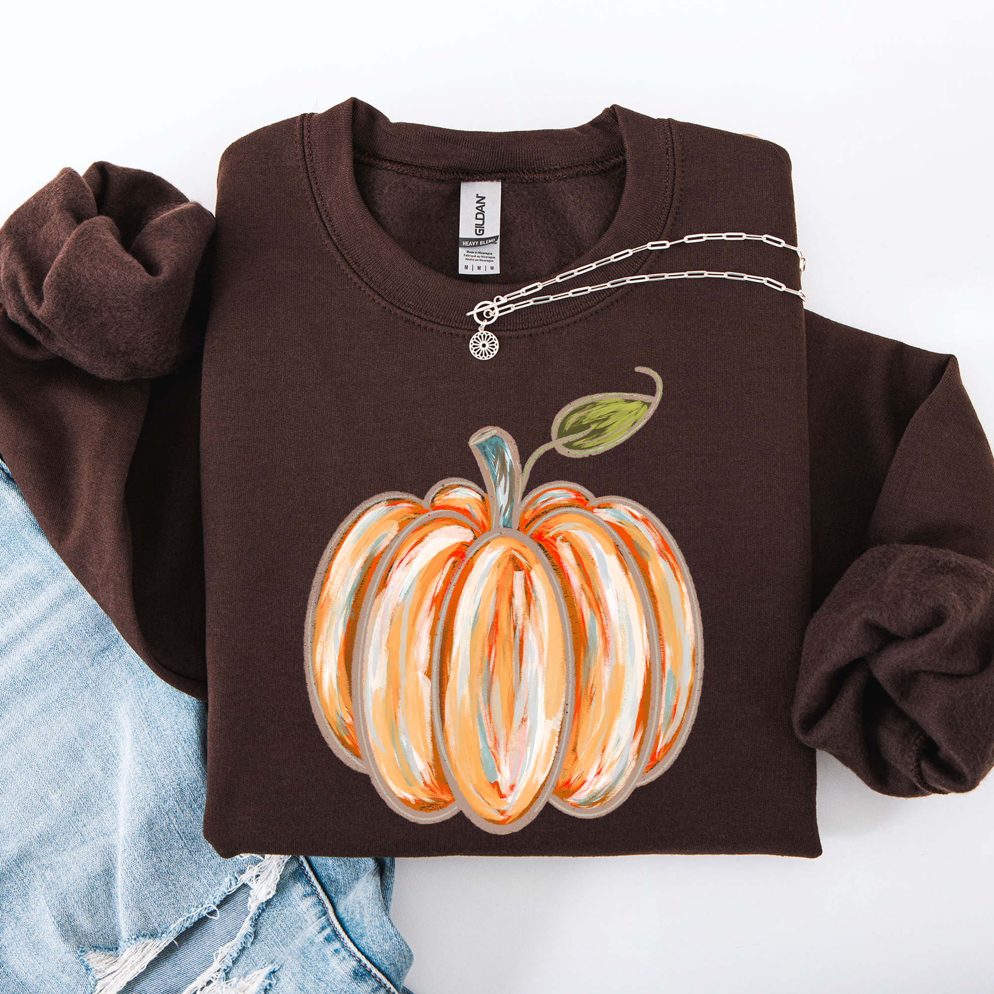 Watercolor Pumpkin Cozy Autumn Floral Sunflower Harvest Design For Cozy Fall Styling Sweatshirt