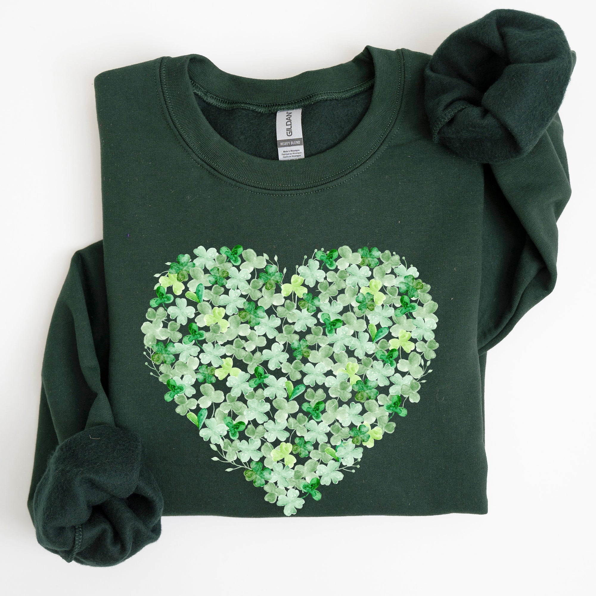 Watercolor Shamrocks Heart St Patrick's Day Graphic Celebration Edition Sweatshirt